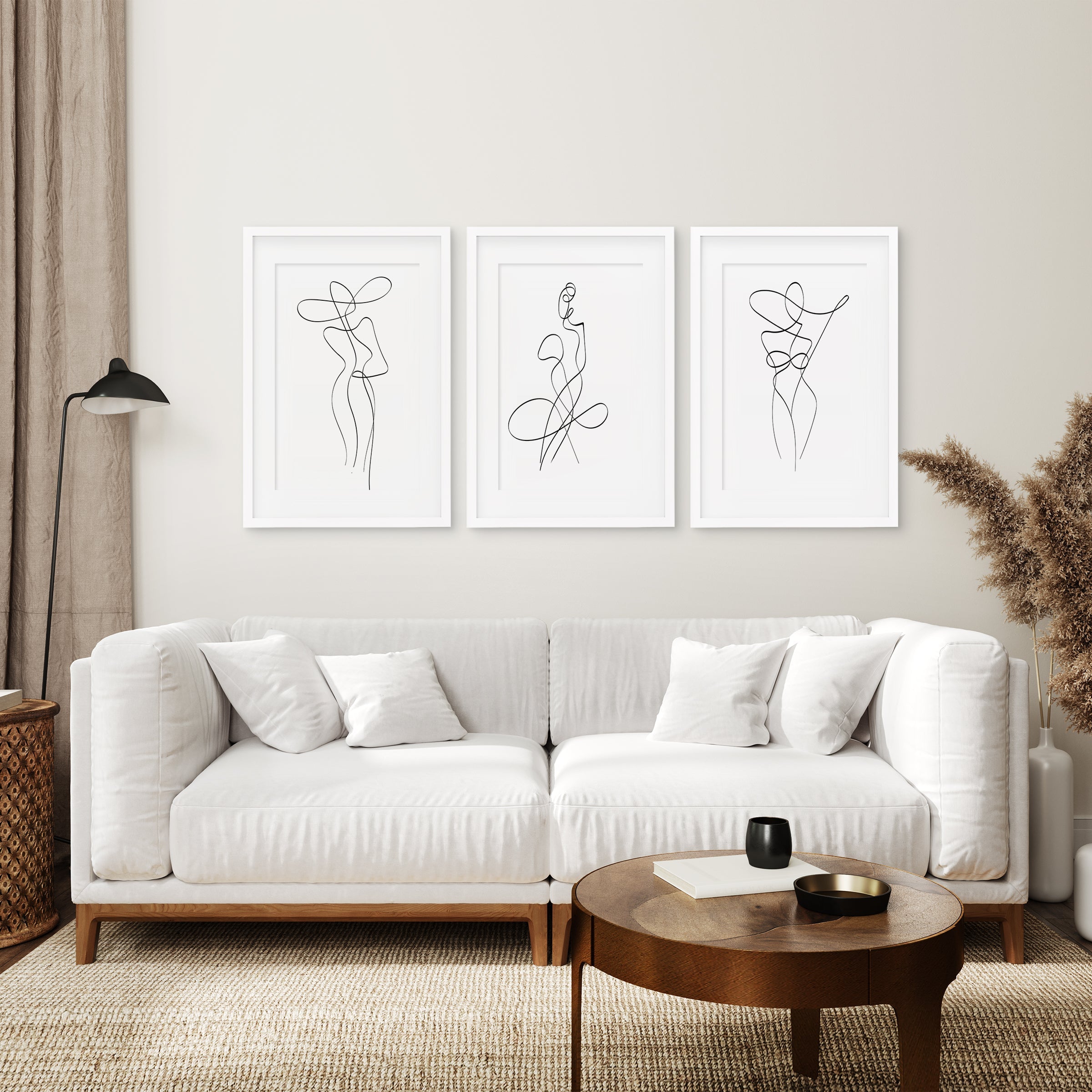 3er Set minimalistische Frau Ein-Linien-Zeichnung Wandkunstbilder