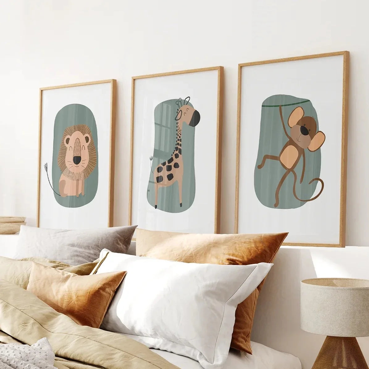 Cute Safari Baby Animals Set of 3 Art Prints