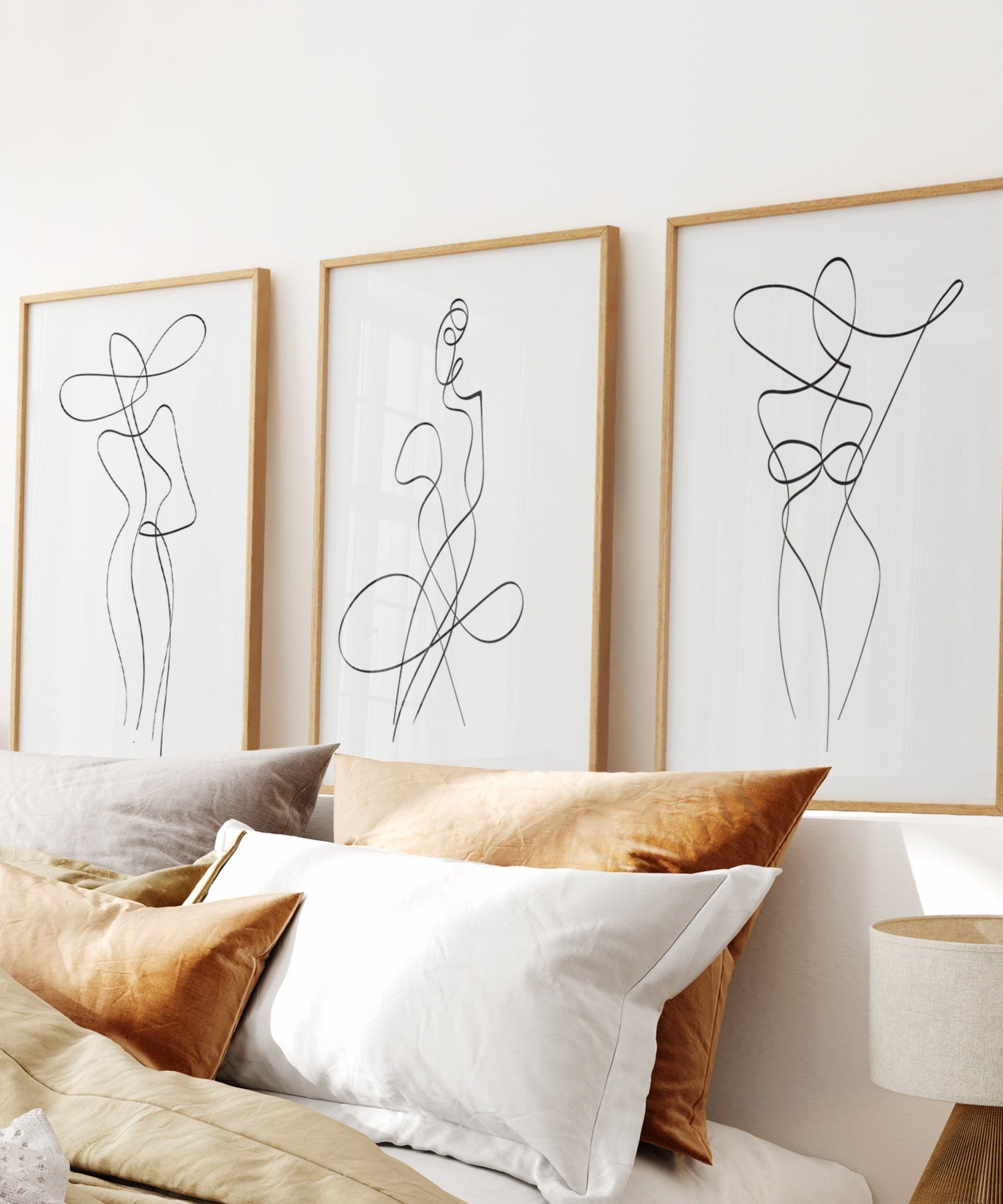 3er Set minimalistische Frau Ein-Linien-Zeichnung Wandkunstbilder