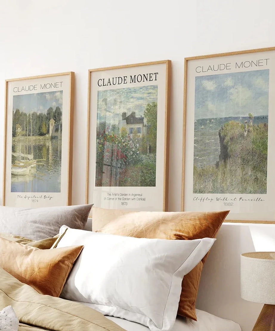Claude Monet 3-teiliges Wandkunst-Set | Vintage Landschaftsdrucke