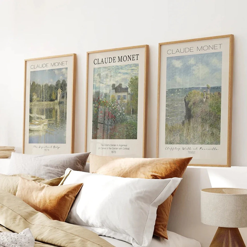 Claude Monet 3 Piece Wall Art Set | Vintage Landscape Prints