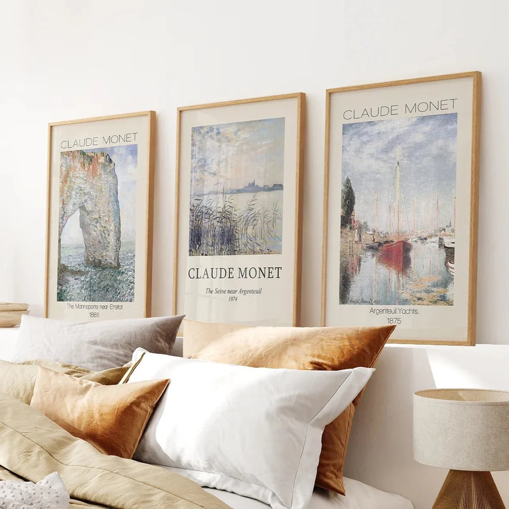 Claude Monet 3 Piece Wall Art Set | Coastal Landscape Prints