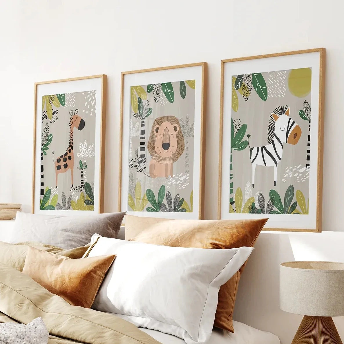 3er-Set Wandbilder „Safari-Babytiere“