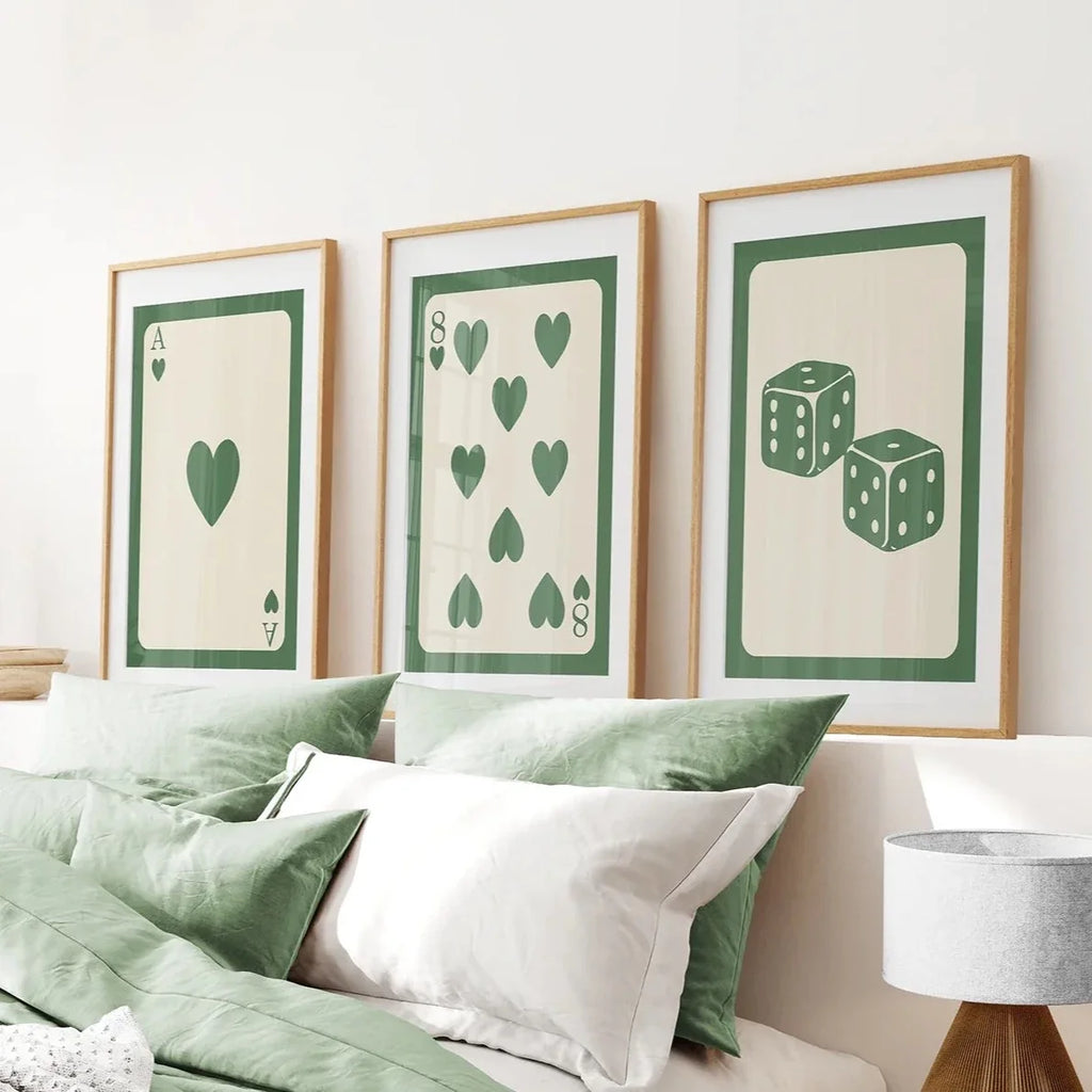 Set of 3 Piece Vintage Green Beige Cards