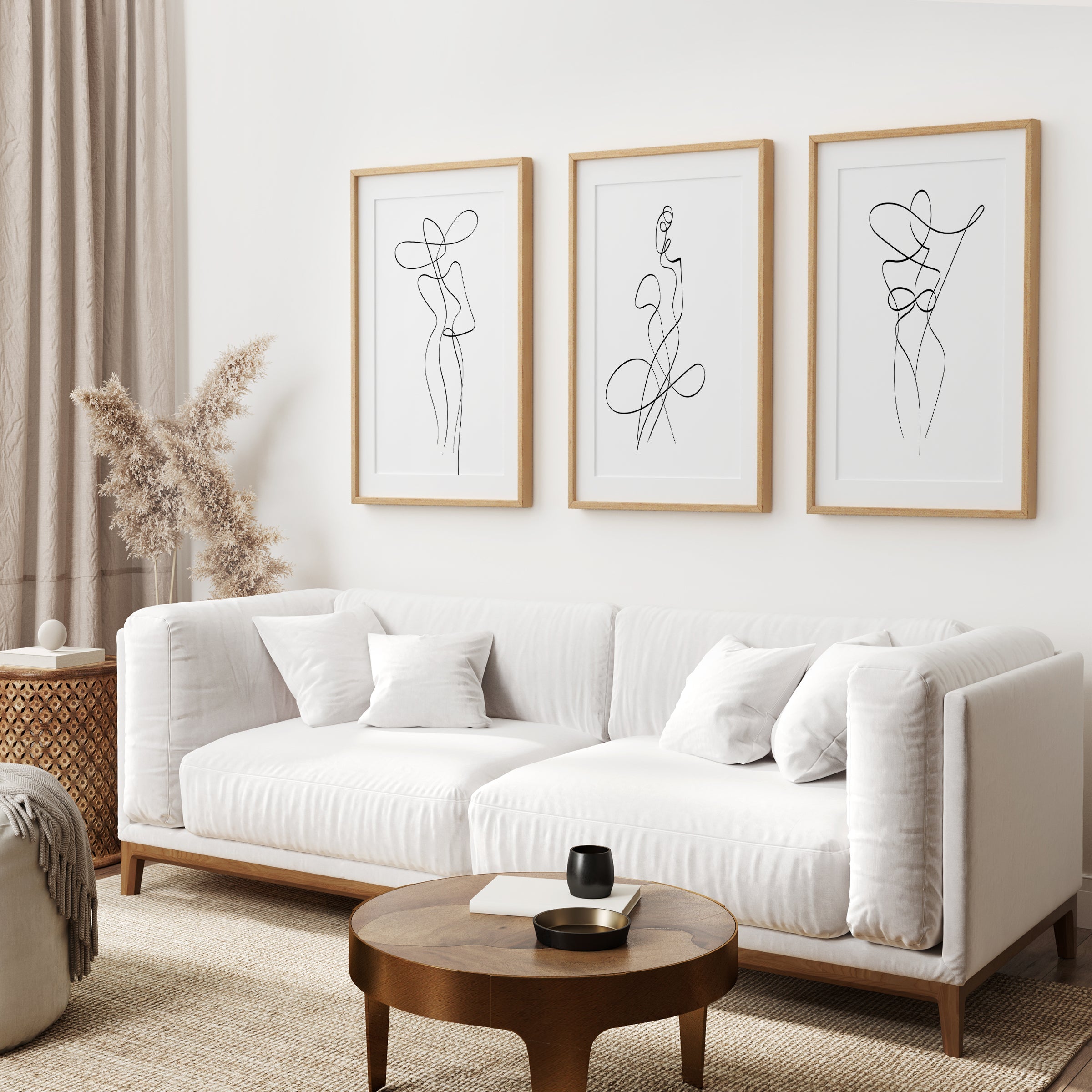 3er Set minimalistische Frau Ein-Linien-Zeichnung Wandkunstbilder