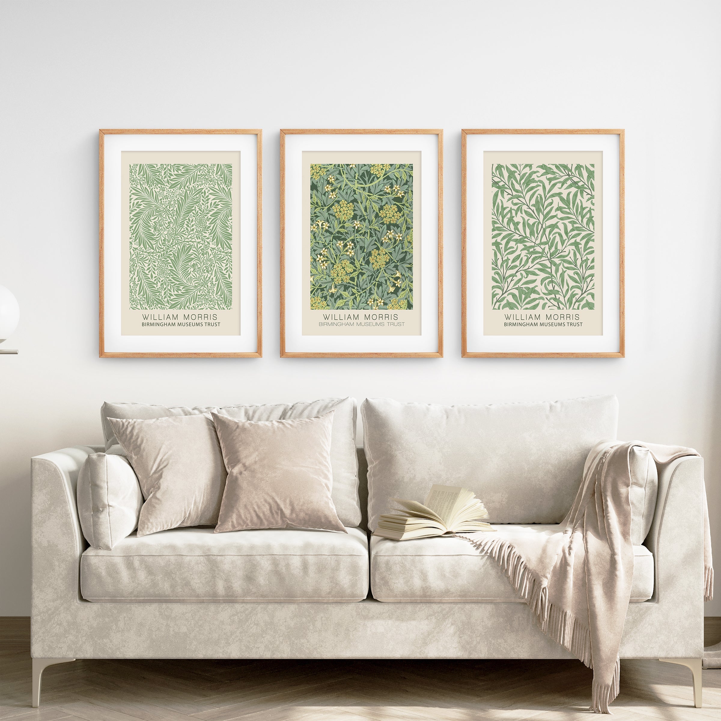 3-teiliges William Morris Wandbild-Set. Stil: Greenery Ausstellung