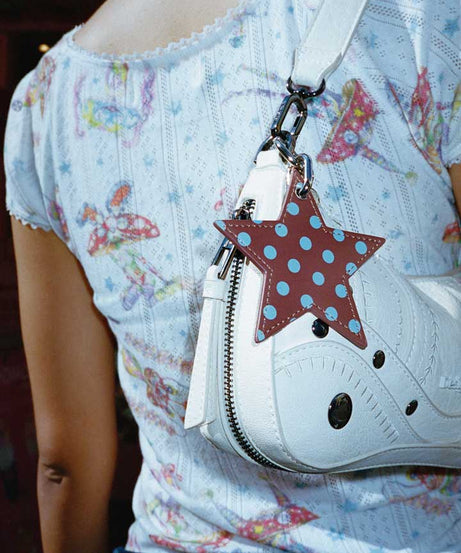 Polka Dot Star Charm | Brown and Blue