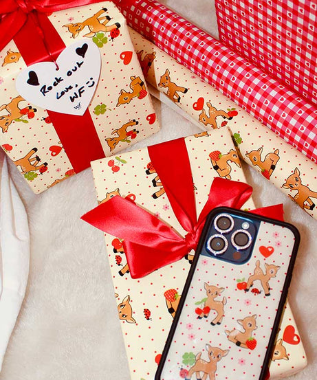 Oh Deer and Red Gingham Hearts Gift Wrap - 2 Pack