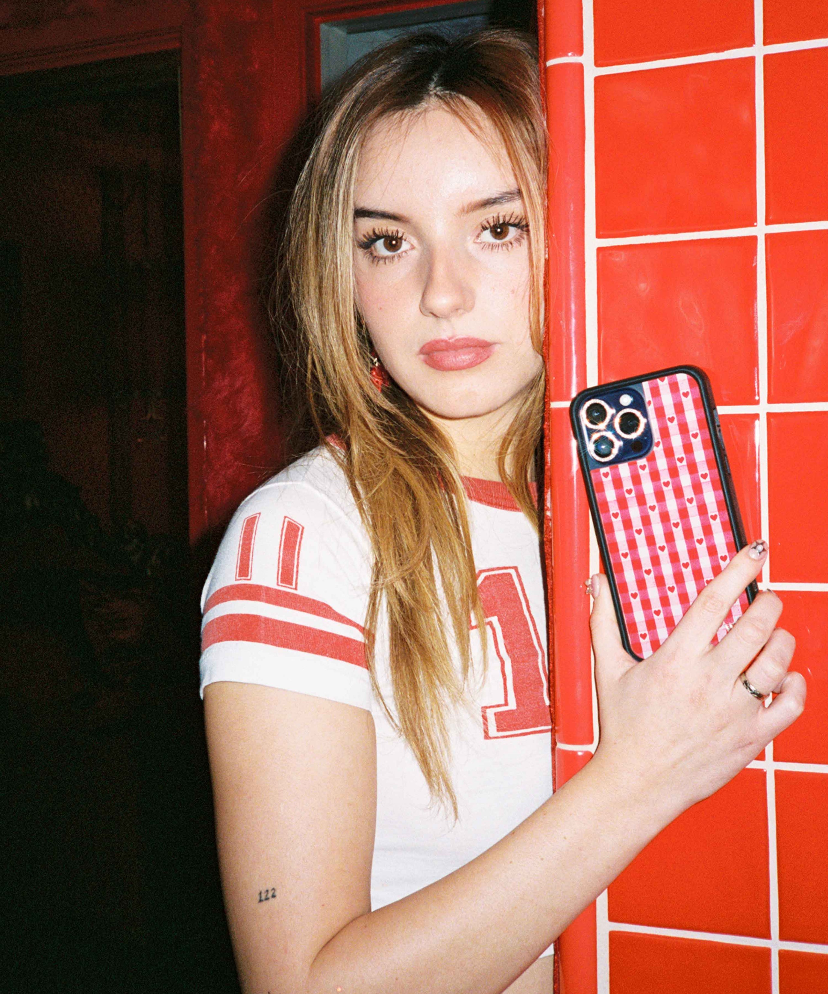 Gingham Hearts | Red iPhone Case