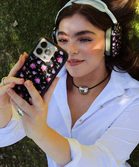 Black and Pink Floral iPhone Case