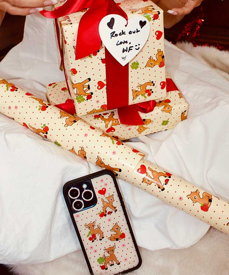 Oh Deer and Red Gingham Hearts Gift Wrap - 2 Pack