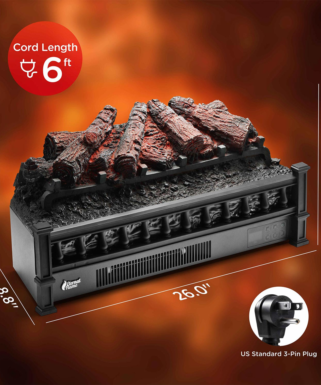 (Open Box) Eternal Flame EF26-PB Electric Fireplace Logs