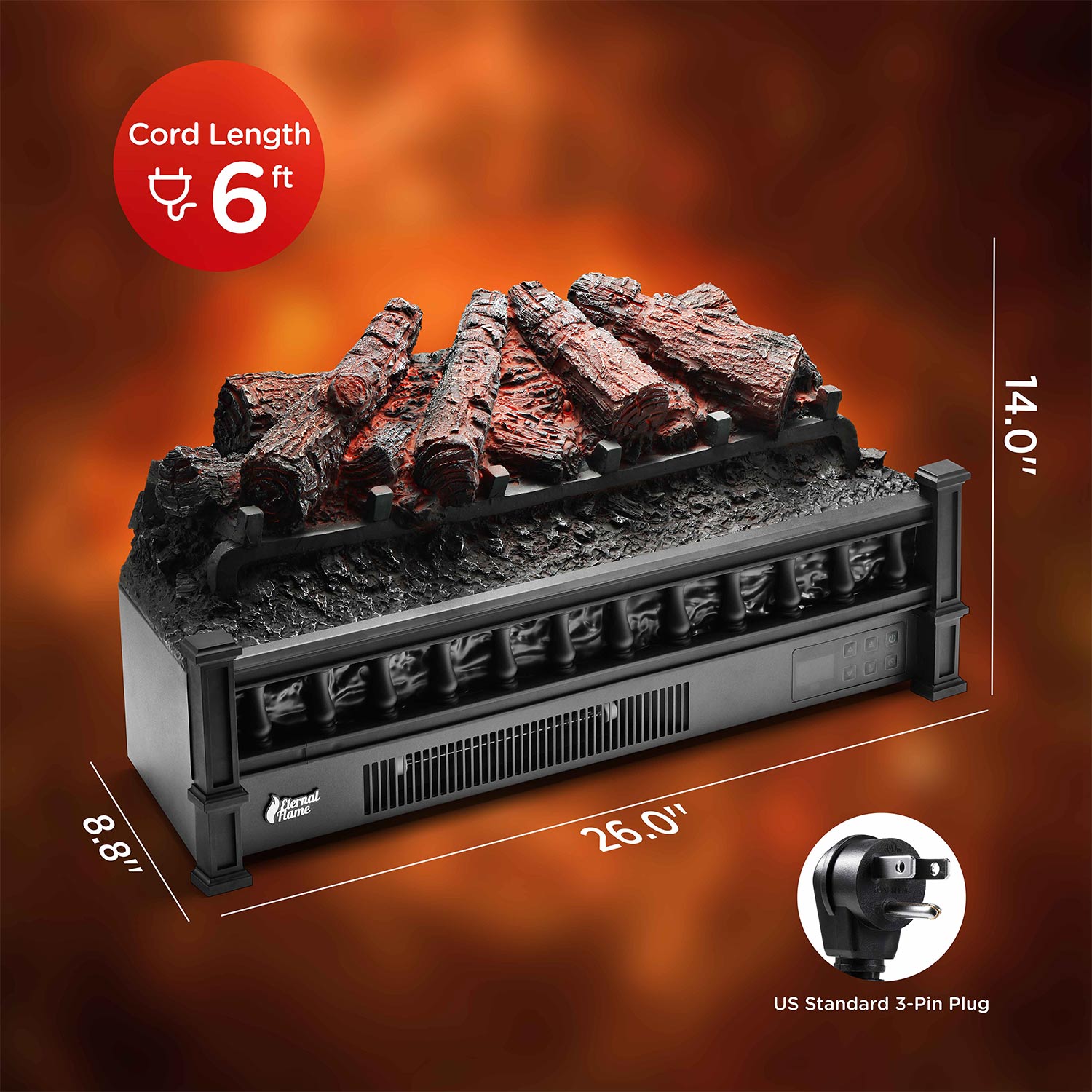 (Open Box) Eternal Flame EF26-PB Electric Fireplace Logs