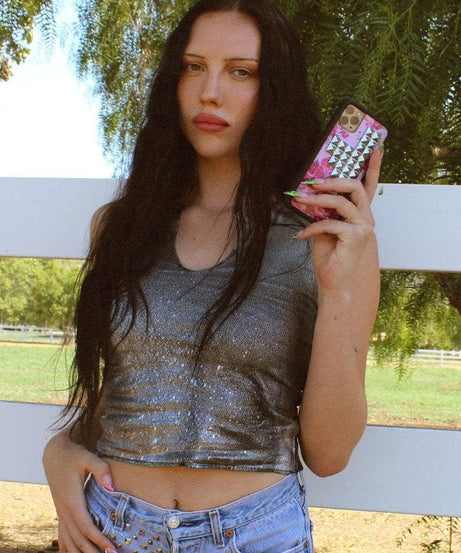 Pink Floral Stud iPhone Case