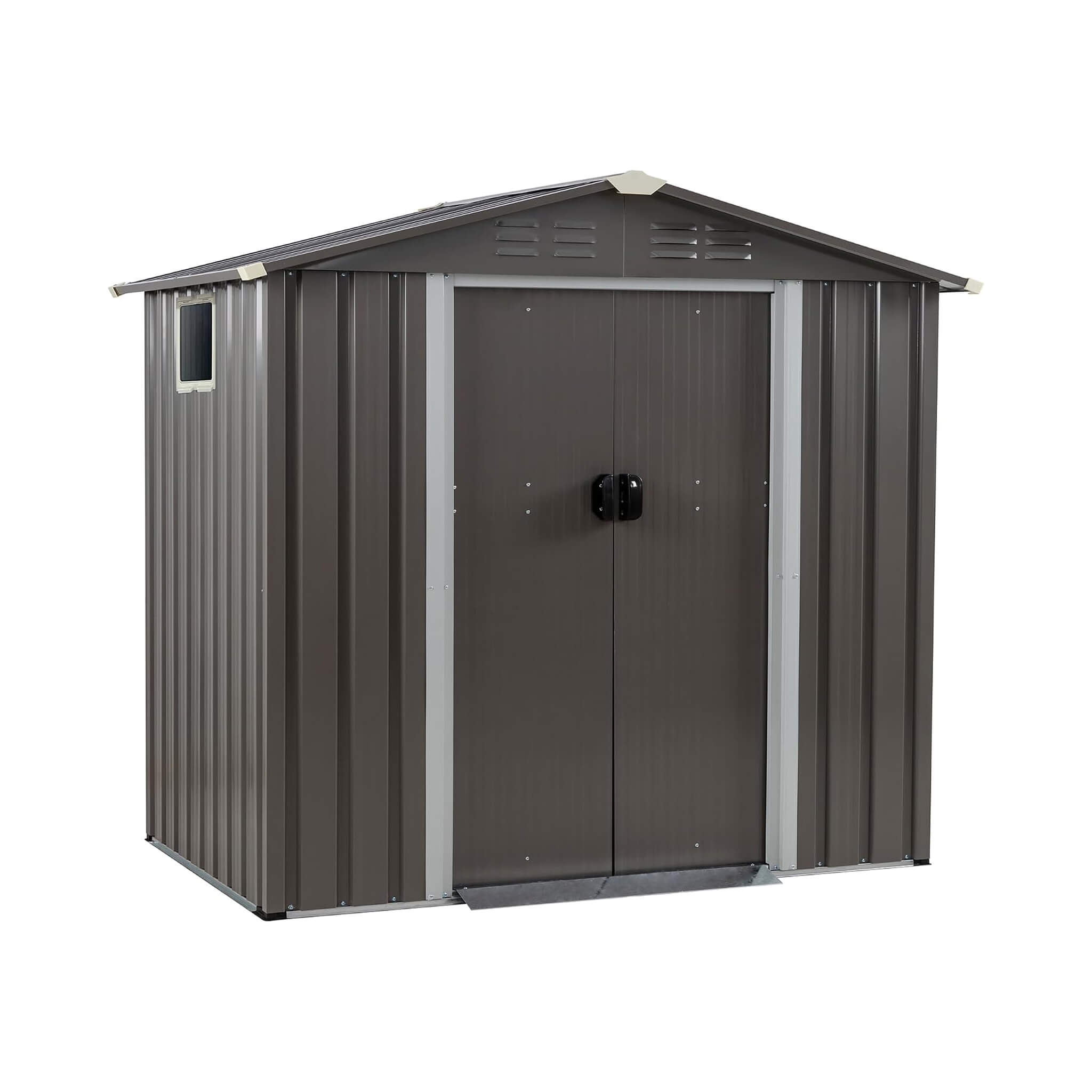 [04X06FT] Alora Outdoor All-Weather Galvanized Metal Storage Shed With Sliding Door (SAK96472)