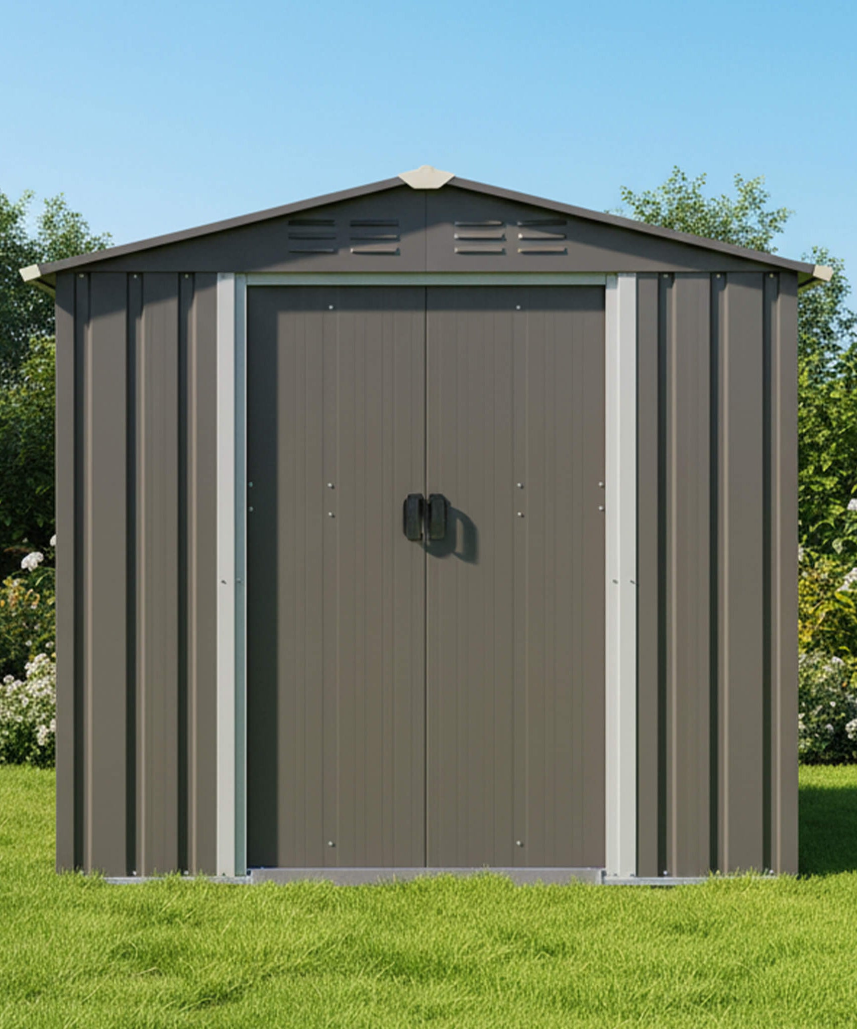 [04X06FT] Alora Outdoor All-Weather Galvanized Metal Storage Shed With Sliding Door (SAK96472)