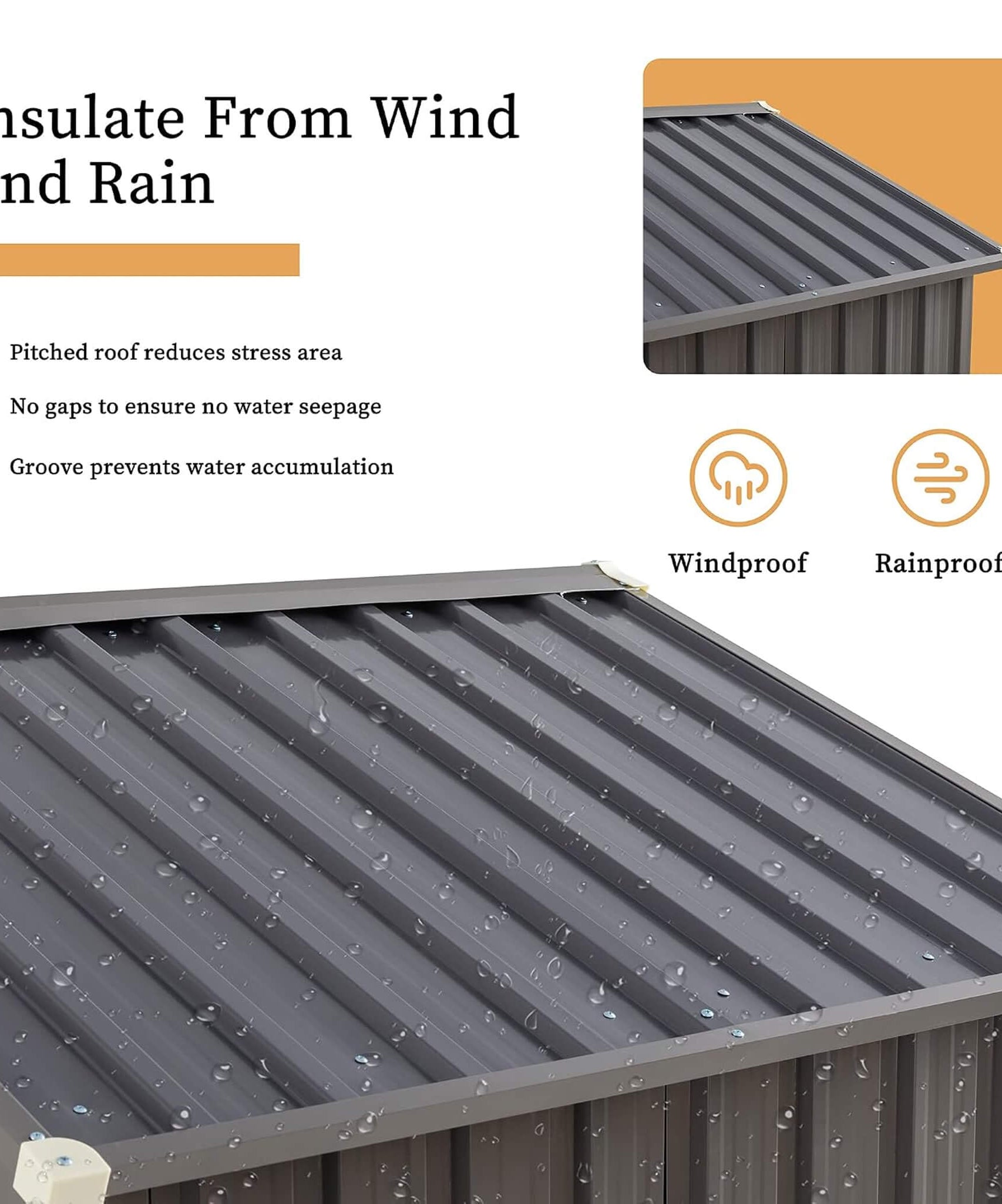 [04X06FT] Alora Outdoor All-Weather Galvanized Metal Storage Shed With Sliding Door (SAK96472)