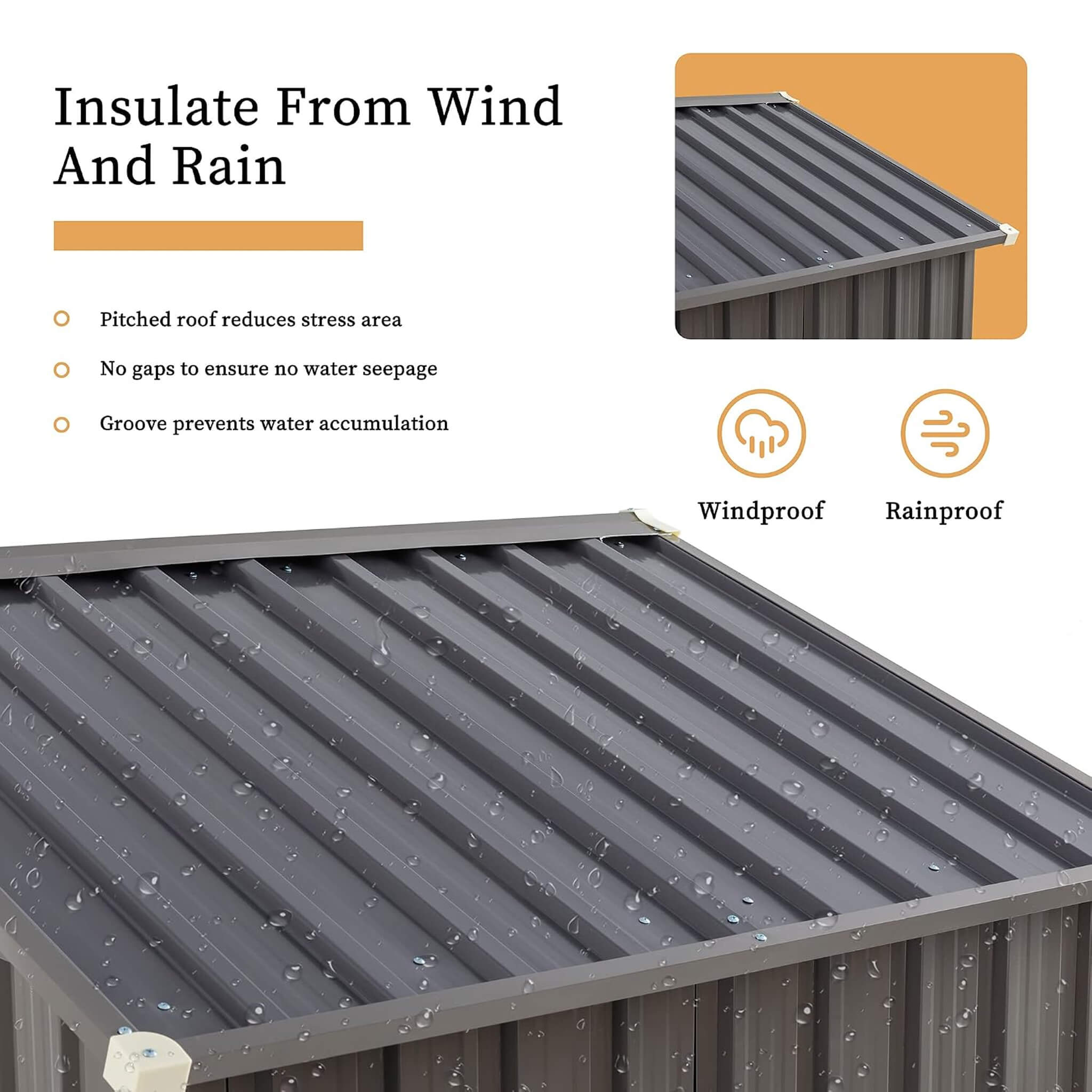 [04X06FT] Alora Outdoor All-Weather Galvanized Metal Storage Shed With Sliding Door (SAK96472)