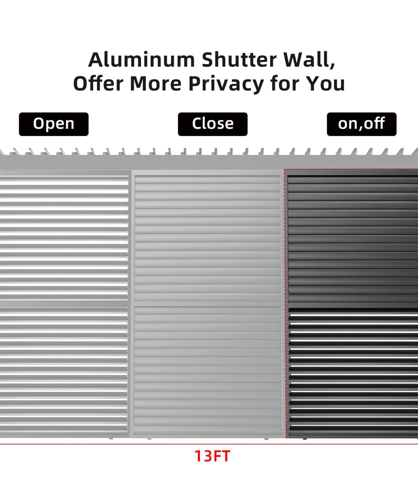 [04X07FT] Alora Premium Adjustable Aluminum Louvered Pergola With Side Wall Panel (SAK25458)