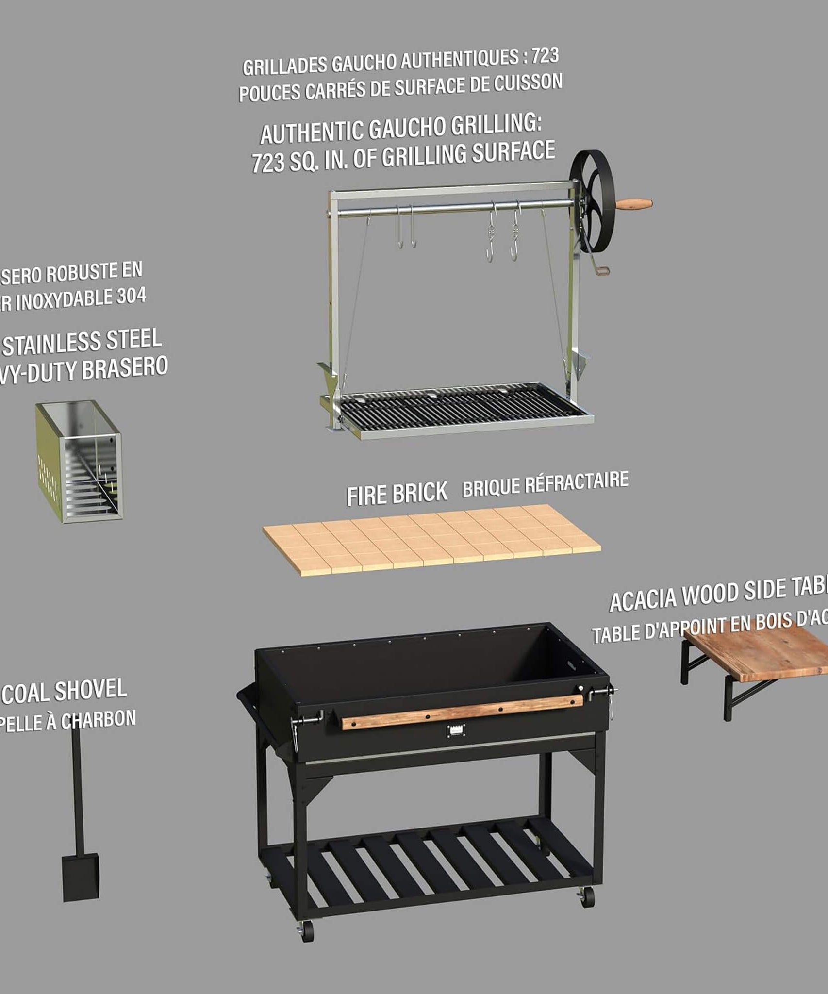 [05X02FT] Heavy-Duty Argentine Santa Maria Wood Fire And Charcoal BBQ Grill With Brasero (SAK52731)