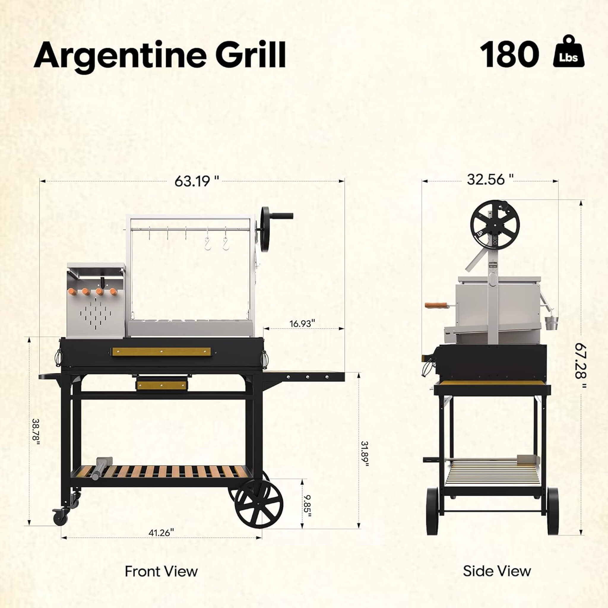 [05X03FT] Heavy-Duty Argentine Santa Maria All-In-One BBQ Grill With Brasero (SAK31862)