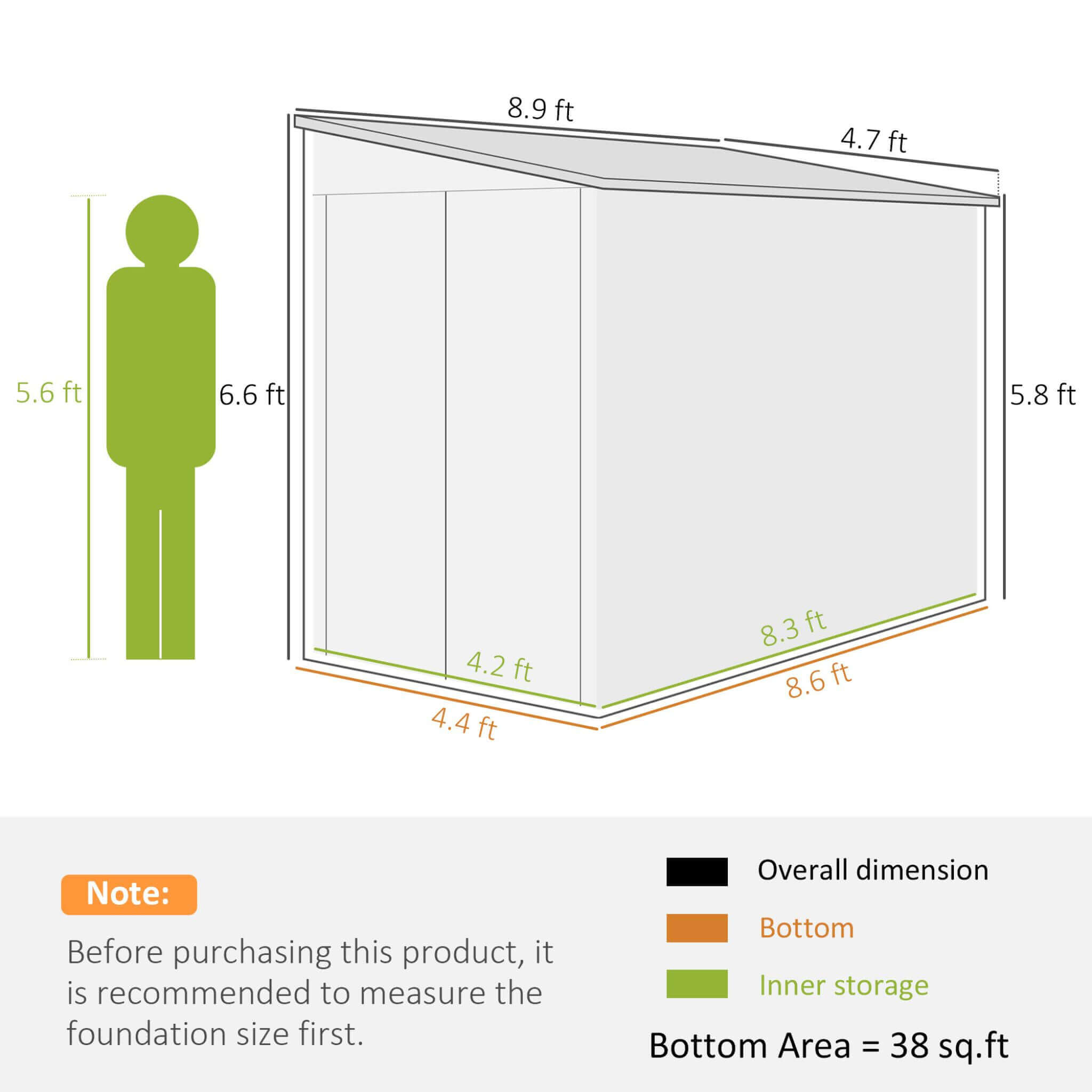 [05X09FT] Alora Heavy-Duty Outdoor Galvanized Steel Storage Shed With Lockable Doors (SAK80637)