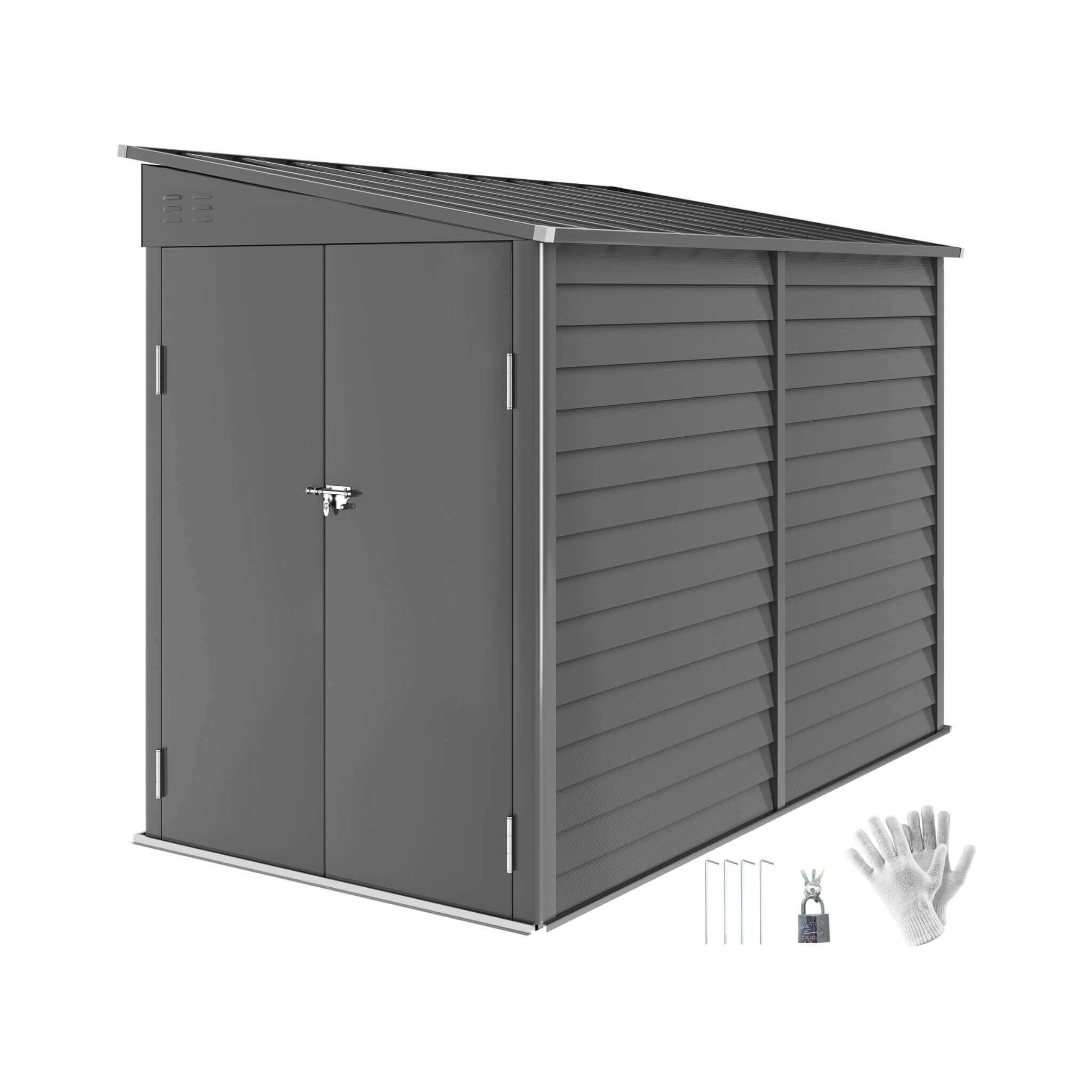 [05X09FT] Alora Heavy-Duty Outdoor Galvanized Steel Storage Shed With Lockable Doors (SAK80637)