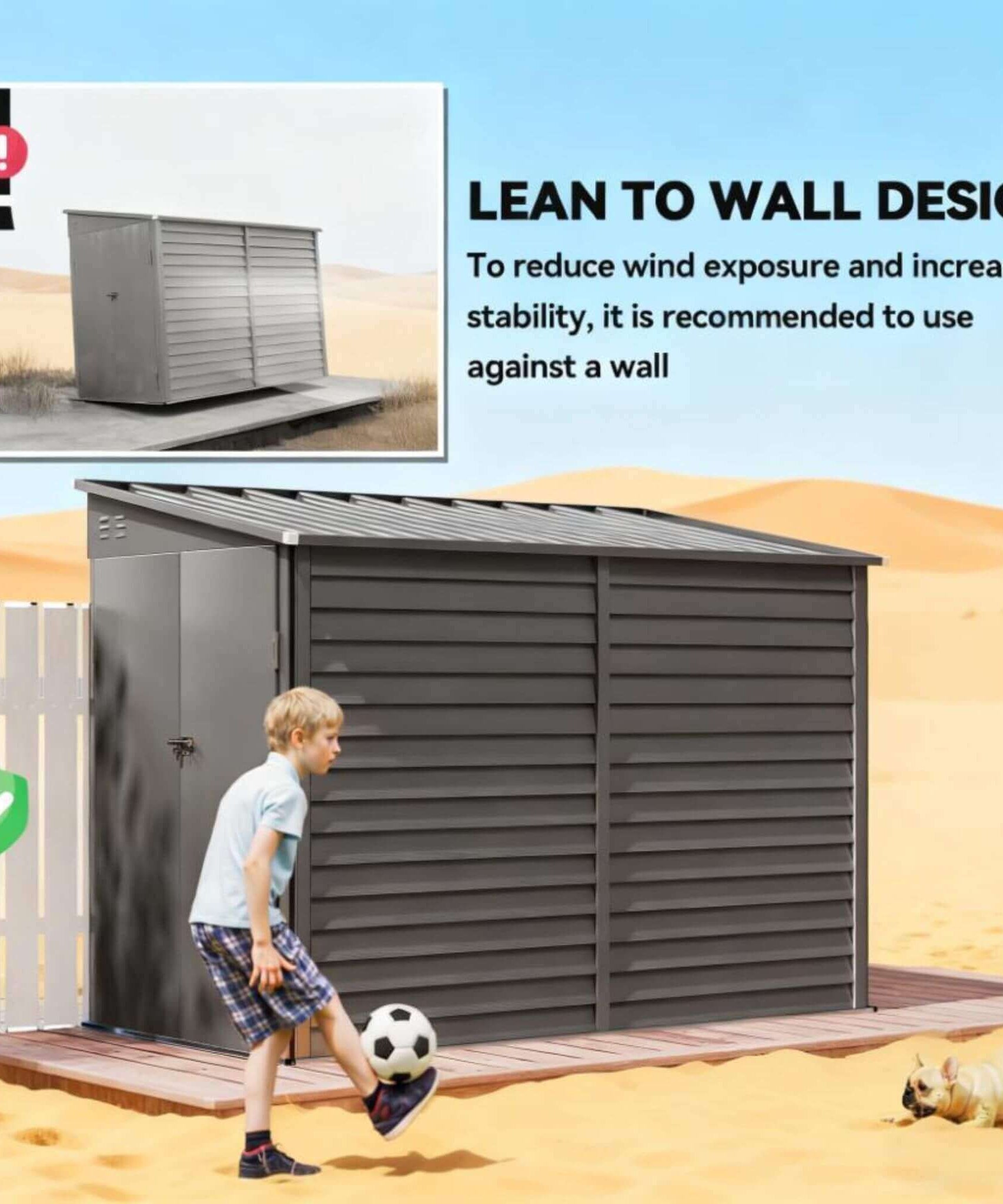[05X09FT] Alora Heavy-Duty Outdoor Galvanized Steel Storage Shed With Lockable Doors (SAK80637)