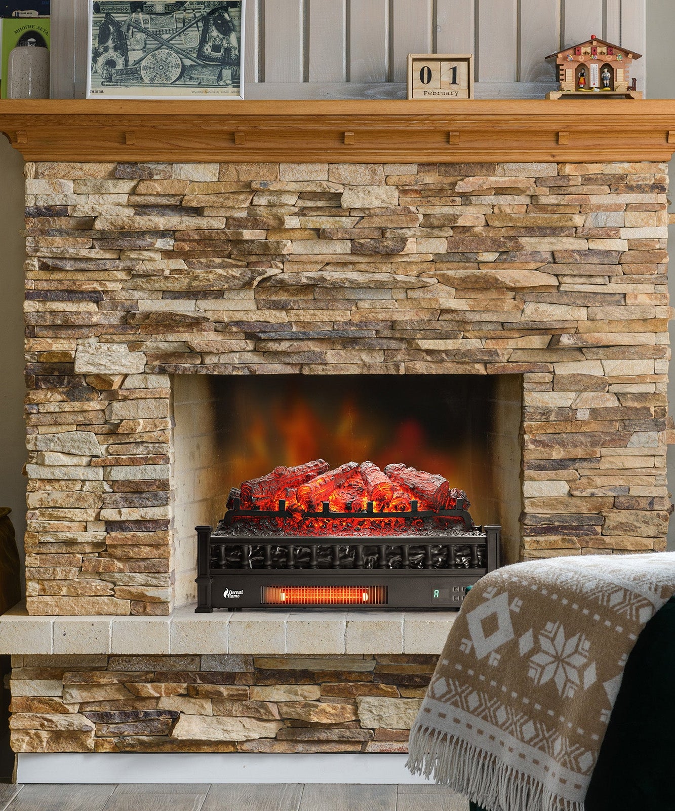 (Open Box) Eternal Flame EF26-PB Electric Fireplace Logs