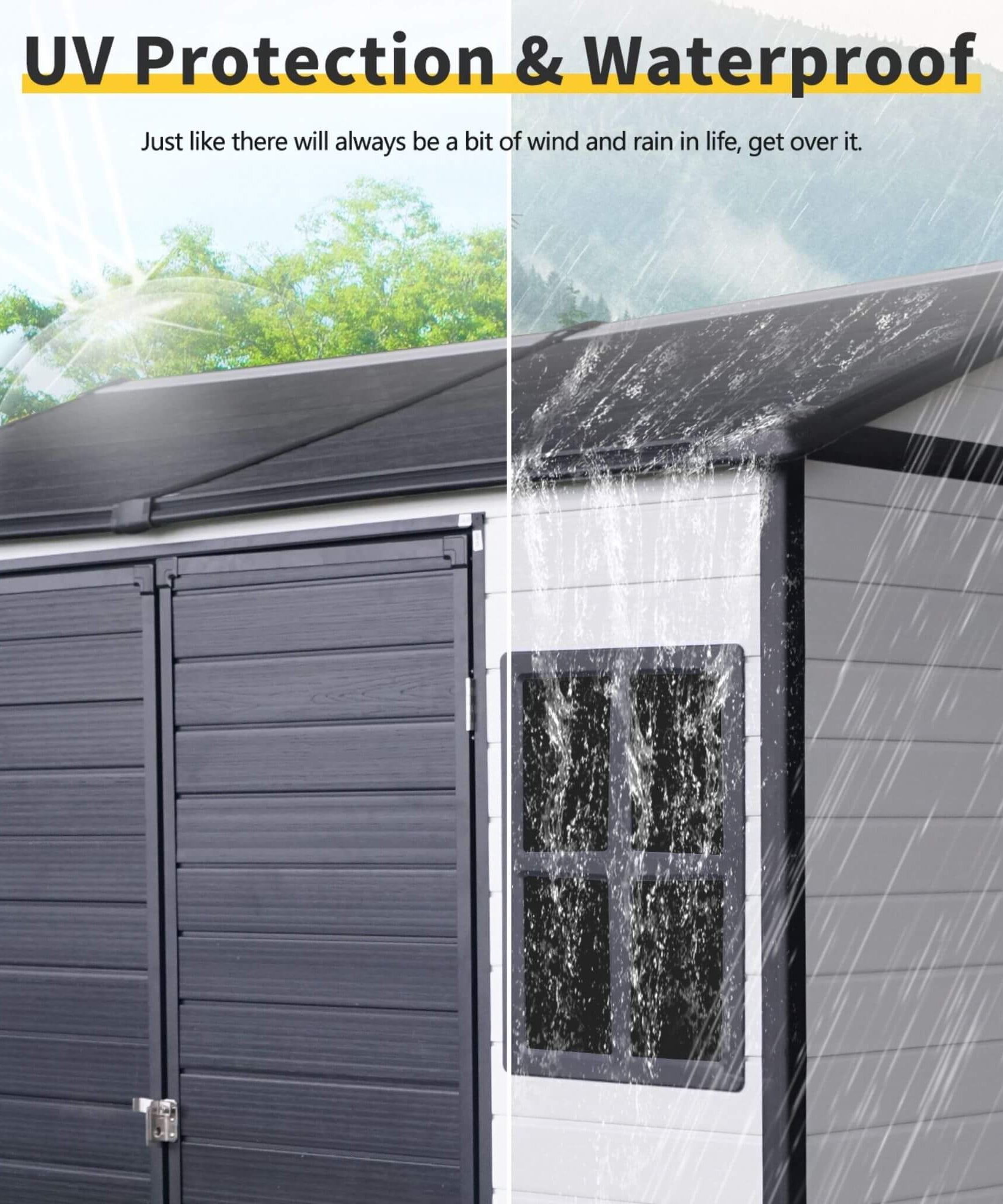 [06X08FT] Alora Heavy-Duty Outdoor Resin Storage Shed With Lockable Doors And Built-In Floor (SAK26342)