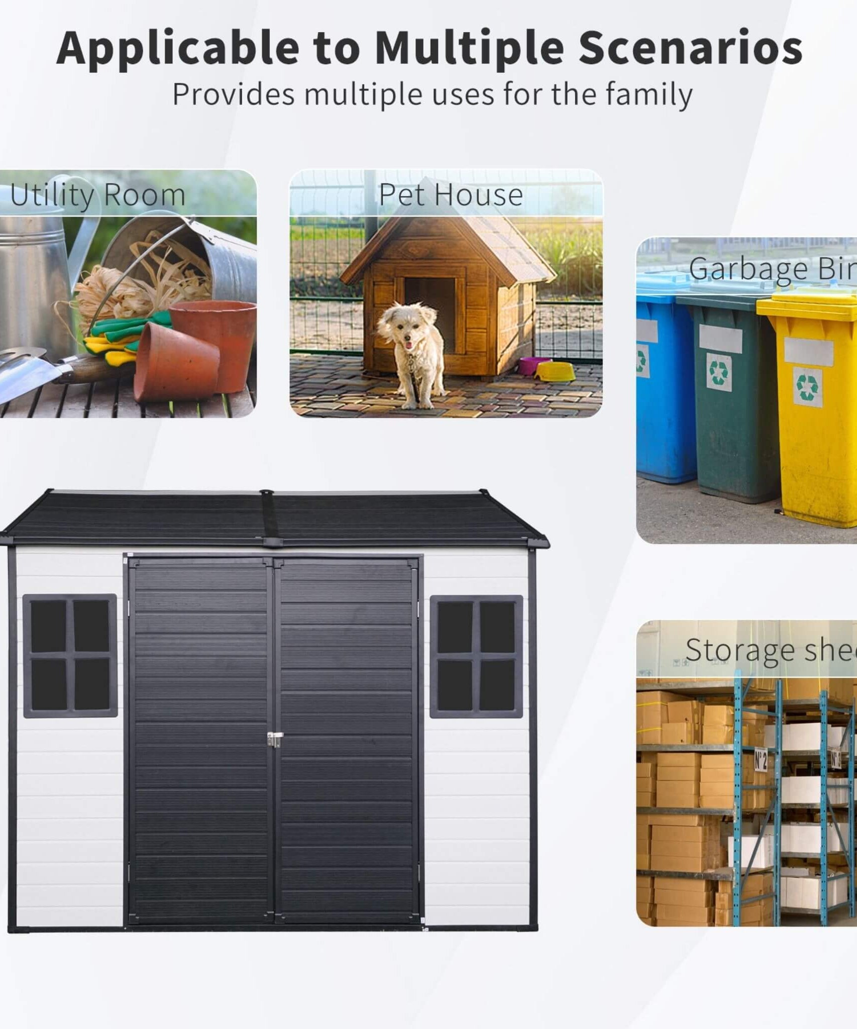 [06X08FT] Alora Heavy-Duty Outdoor Resin Storage Shed With Lockable Doors And Built-In Floor (SAK26342)