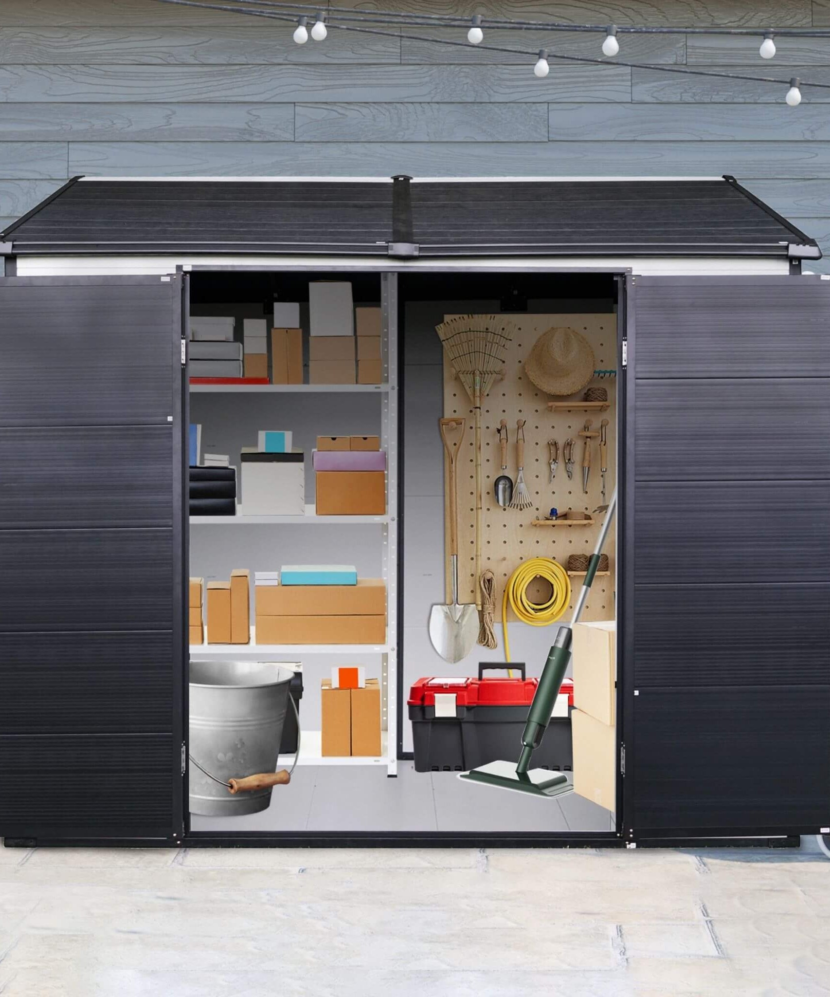[06X08FT] Alora Heavy-Duty Outdoor Resin Storage Shed With Lockable Doors And Built-In Floor (SAK26342)