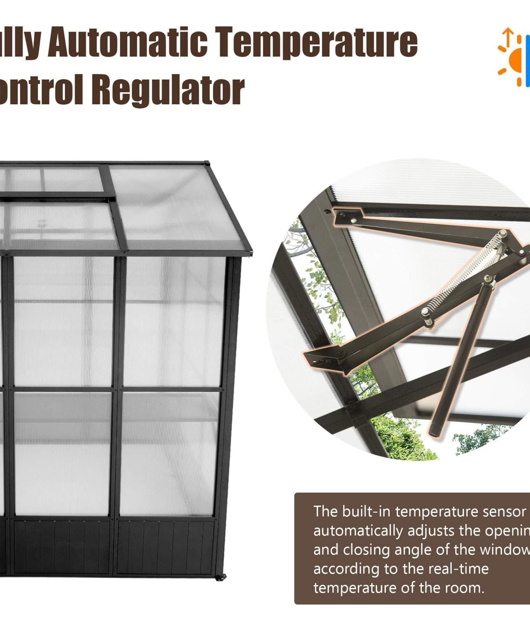 [06X08FT] Heavy-Duty Outdoor Polycarbonate Greenhouse With Fully Automatic Temperature Control Vent (SAK51892)