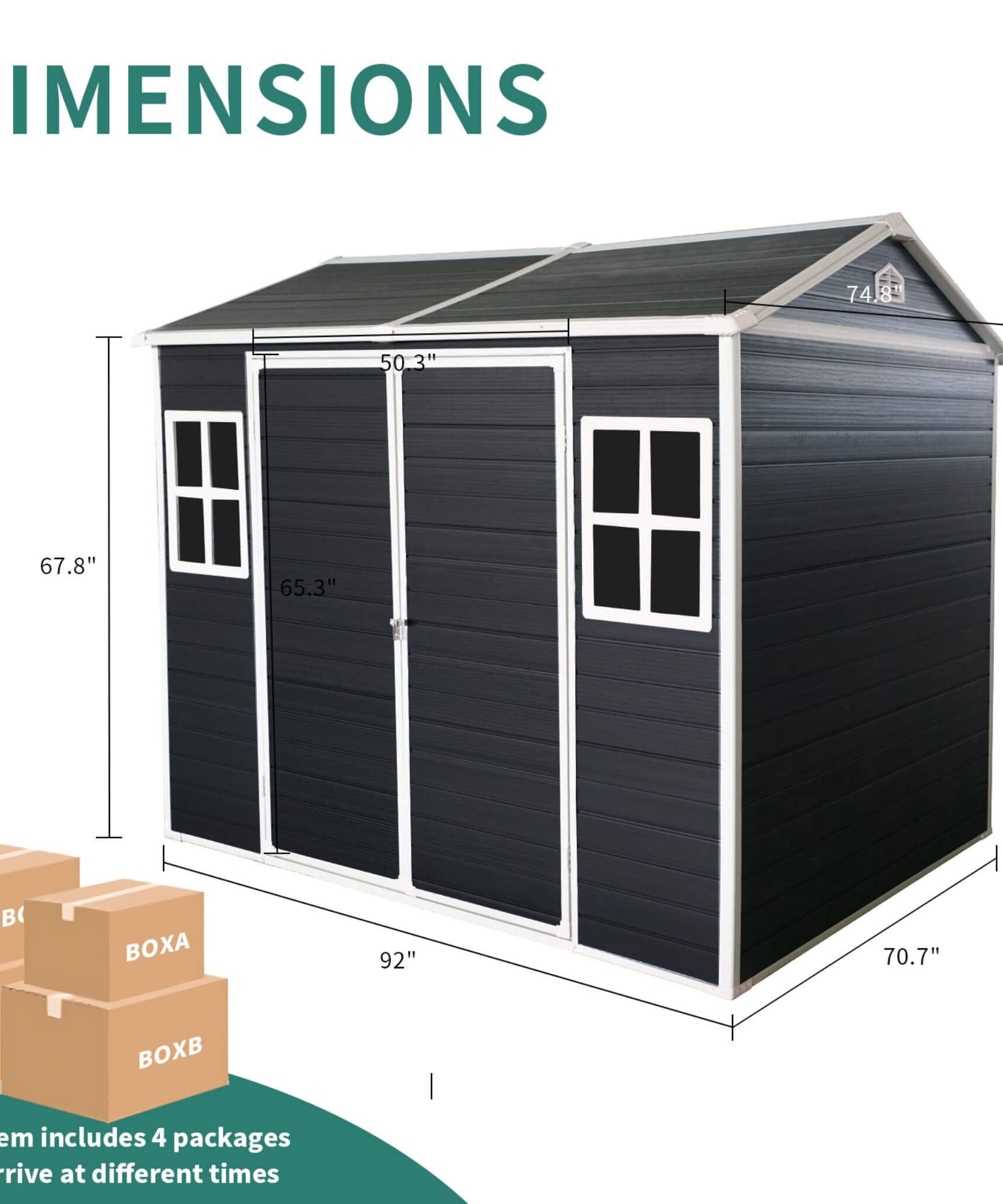 [06X08FT] Alora Outdoor Resin Patio Garden Shed With Floor, 2 Windows, And Lockable Doors (SAK54953)