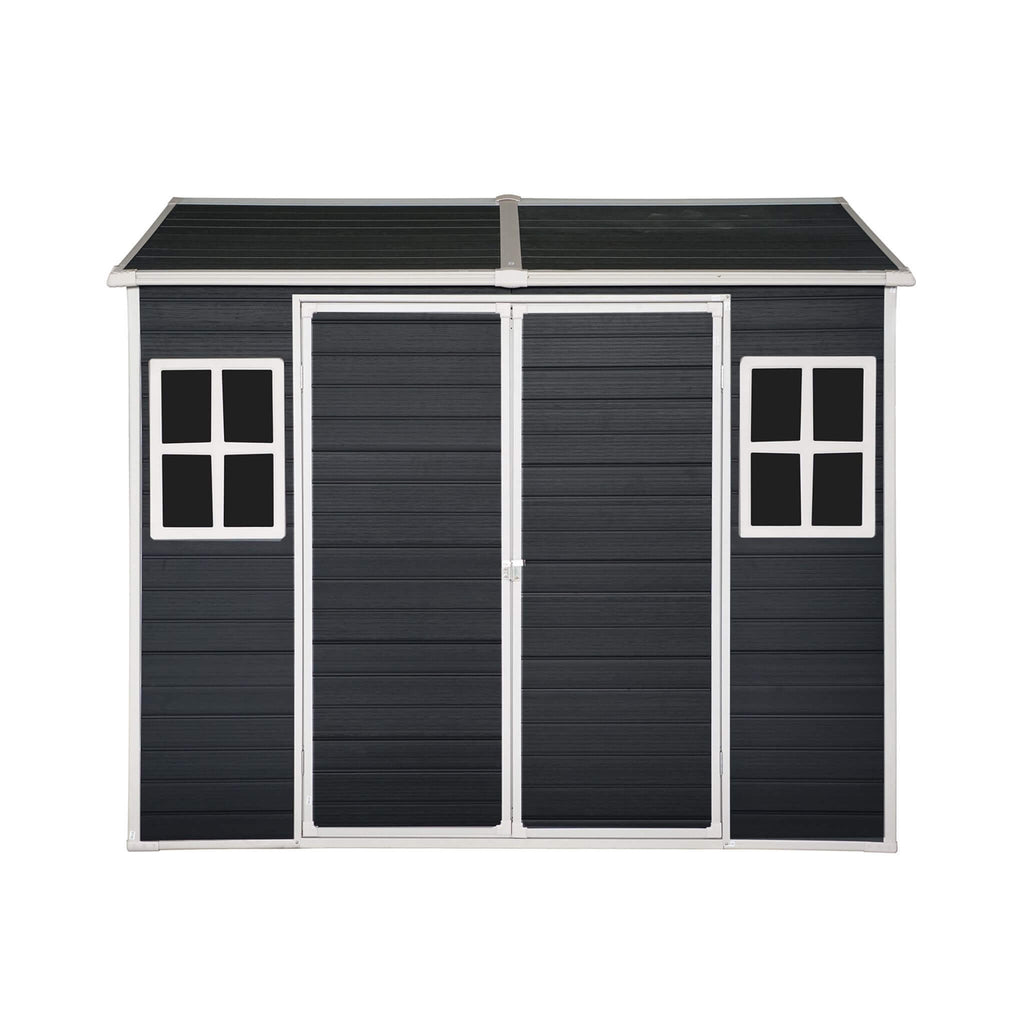 [06X08FT] Alora Outdoor Resin Patio Garden Shed With Floor, 2 Windows, And Lockable Doors (SAK54953)