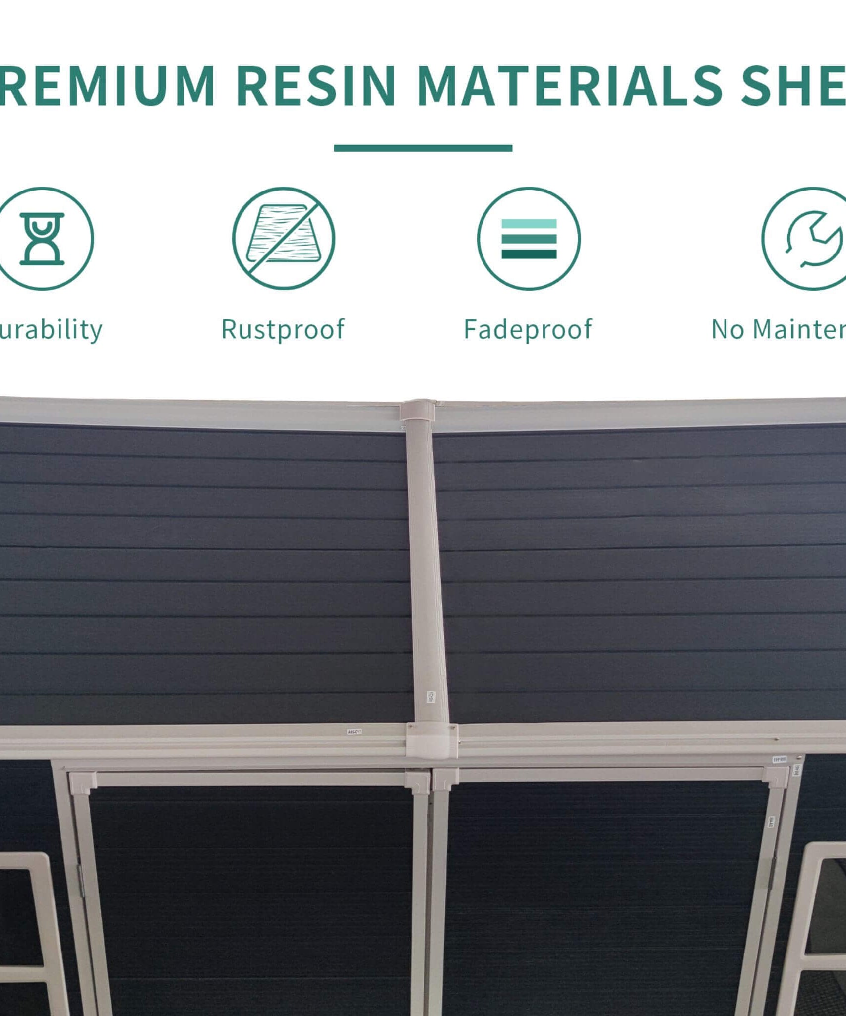 [06X08FT] Alora Outdoor Resin Patio Garden Shed With Floor, 2 Windows, And Lockable Doors (SAK54953)