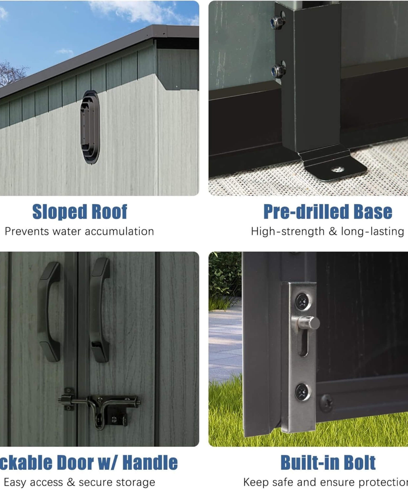 [06X08FT] Alora Outdoor Resin Storage Shed With Lockable Double Doors And Sloping Roof (SAK73286)