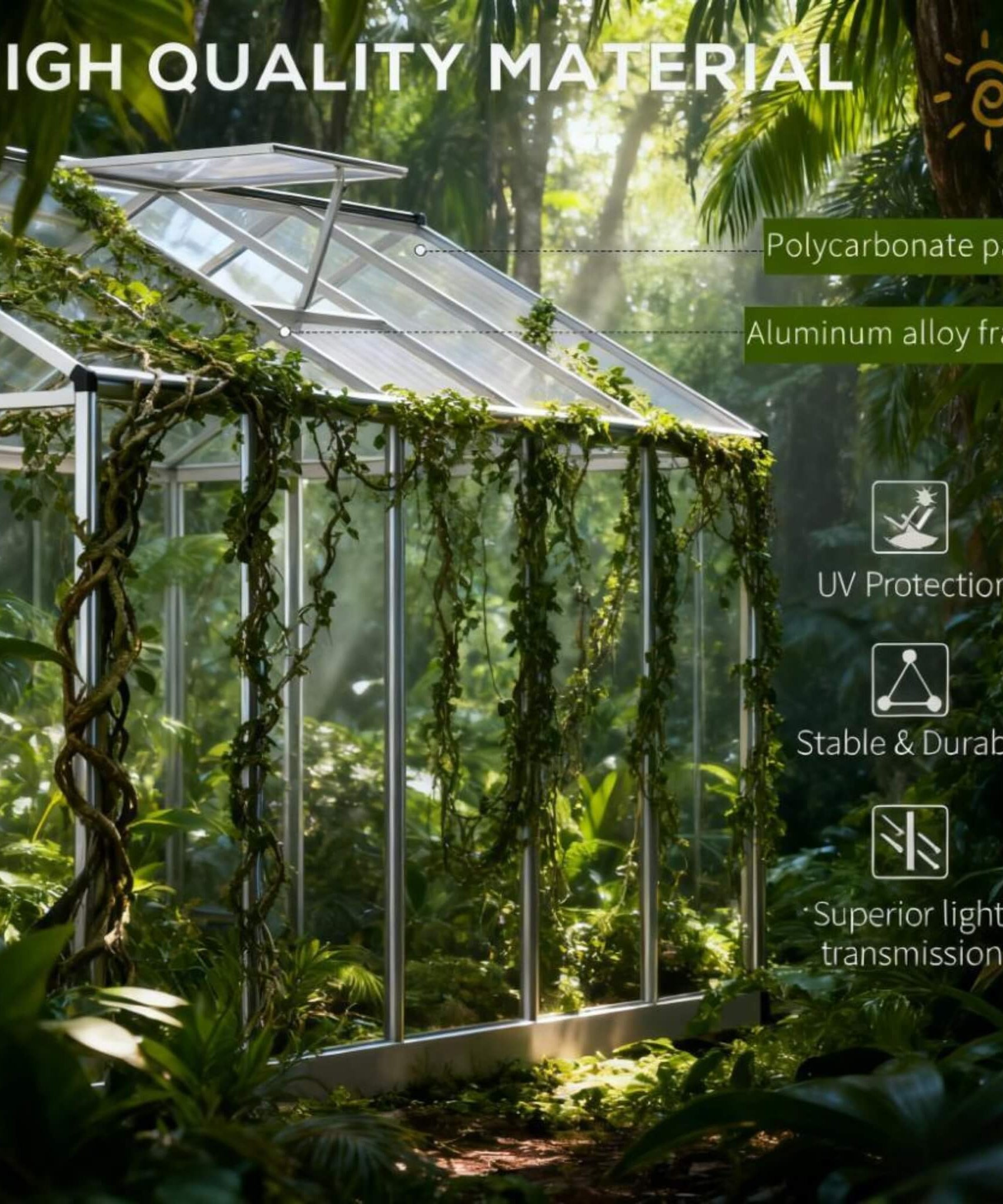 [06X10FT] Large Walk-In Backyard Greenhouse W/ Rainwater Collection System And Roof Vent (SAK93581)