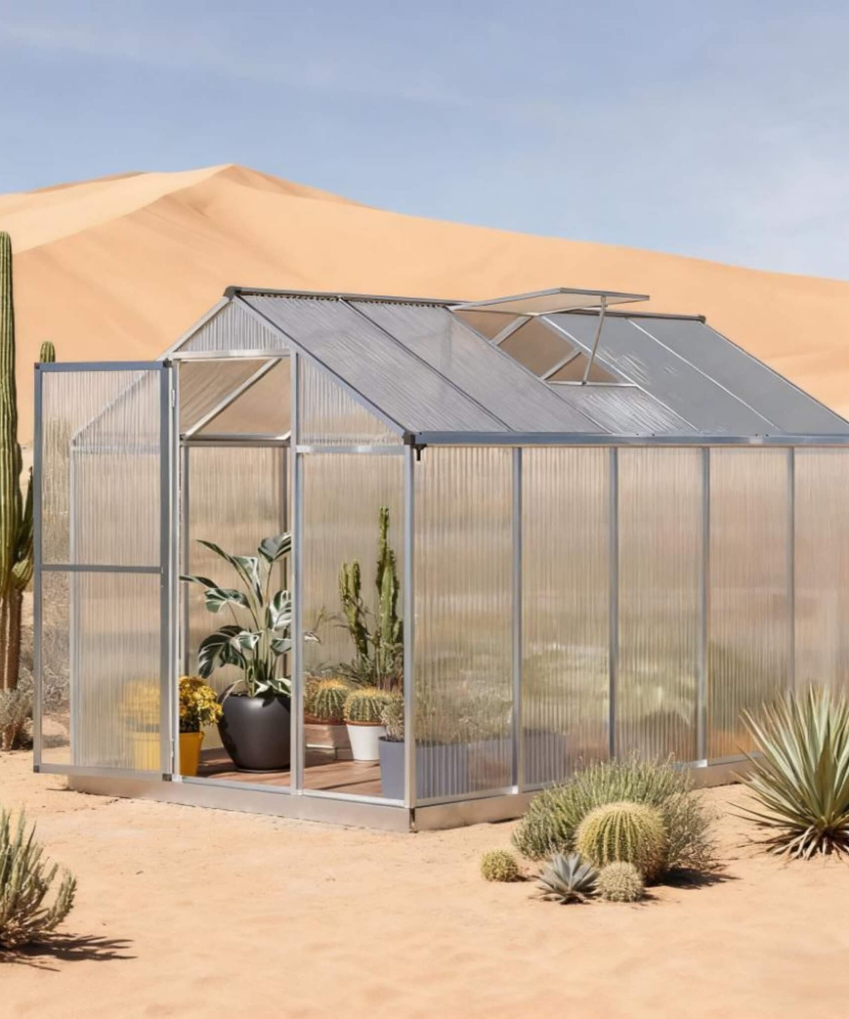 [06X10FT] Large Walk-In Backyard Greenhouse W/ Rainwater Collection System And Roof Vent (SAK93581)