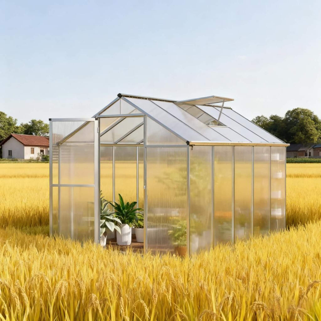 [06X10FT] Large Walk-In Backyard Greenhouse W/ Rainwater Collection System And Roof Vent (SAK93581)