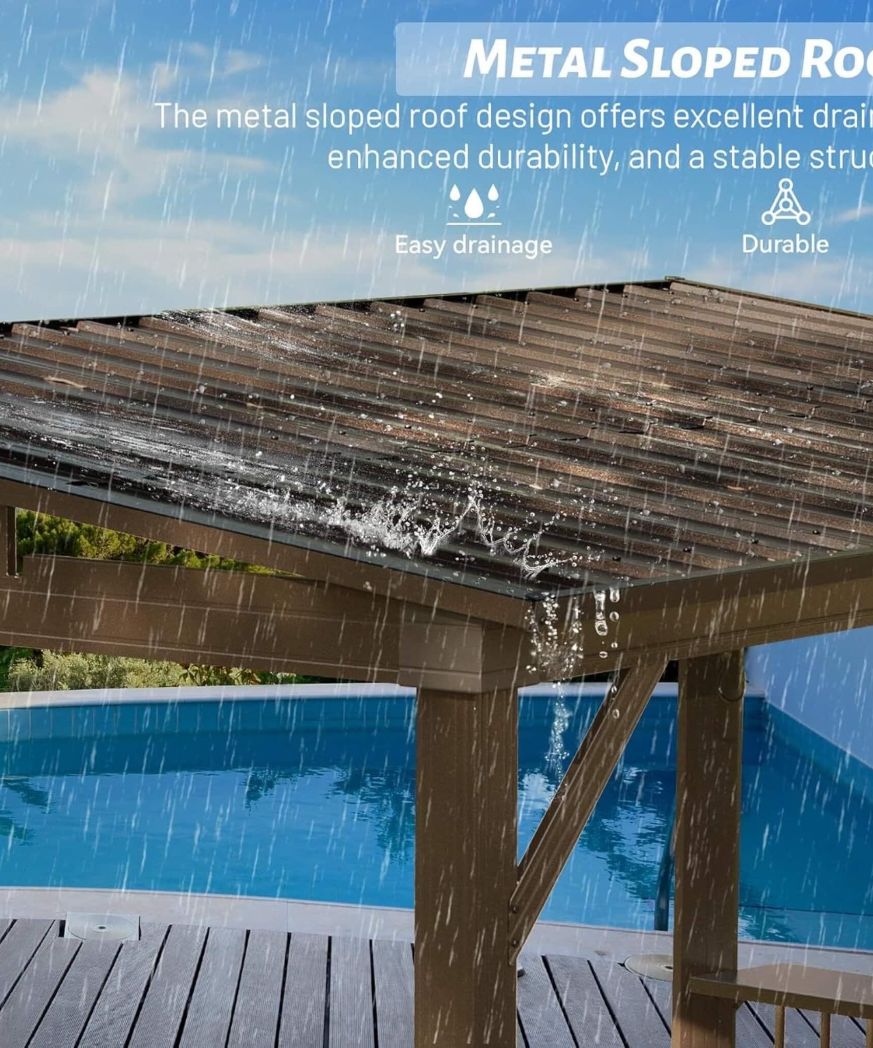 [06X12FT] Hardtop Grill Gazebo With Steel Roof, Shelves, And Hooks (SAK81324)