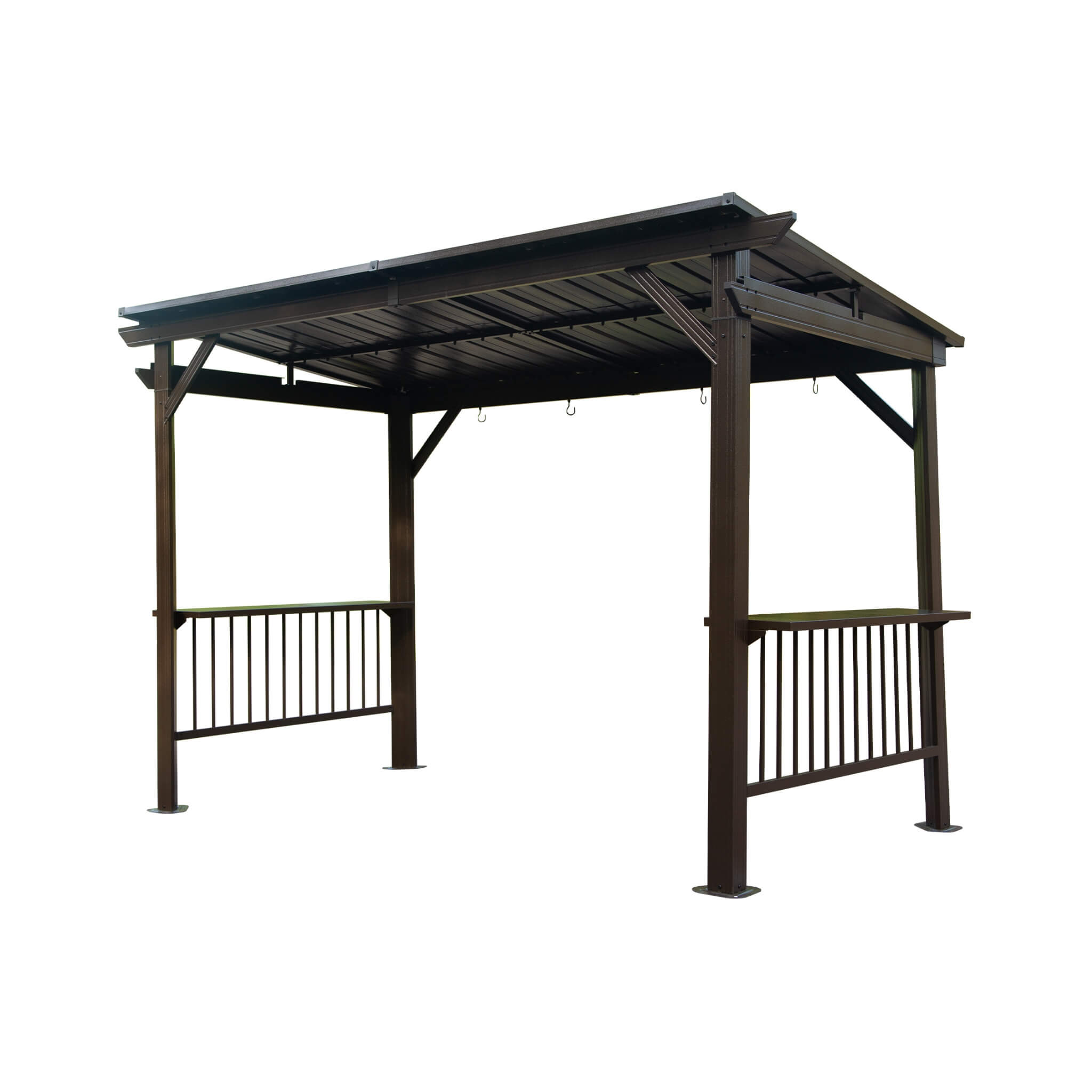 [06X12FT] Hardtop Grill Gazebo With Steel Roof, Shelves, And Hooks (SAK81324)