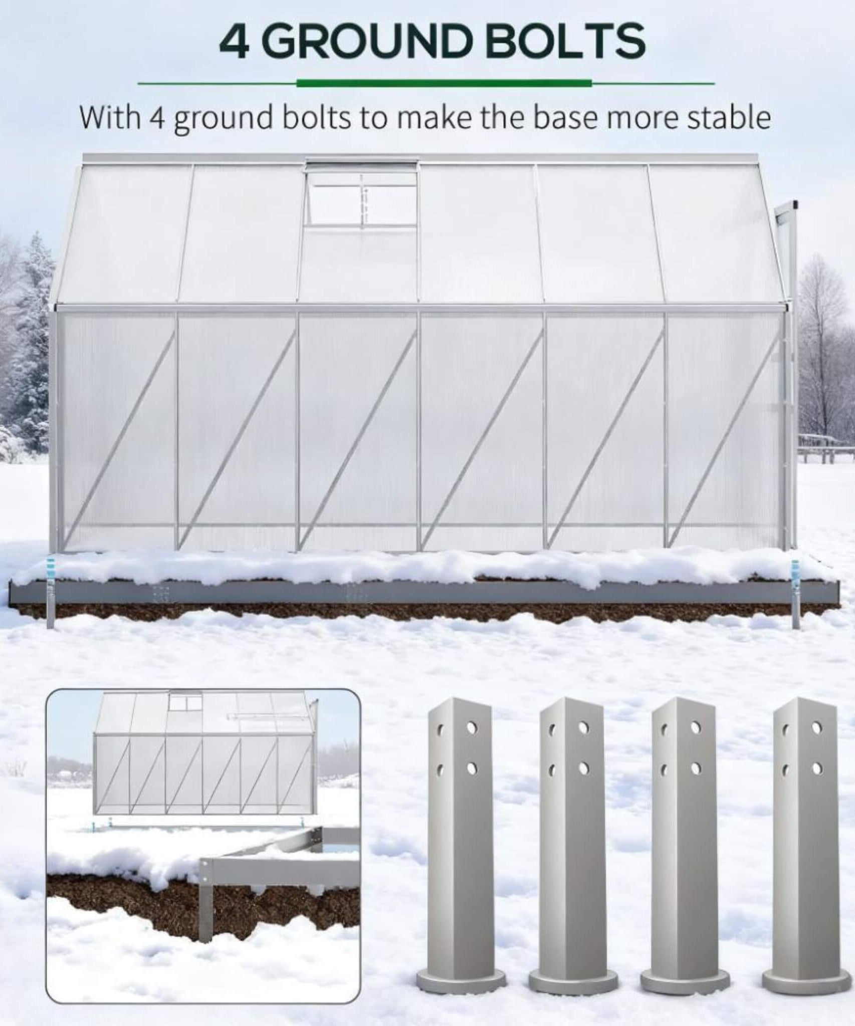 [06X12FT] Heavy-Duty Aluminum Walk-In Greenhouse With Rooftop Vent And Sliding Door (SAK69048)