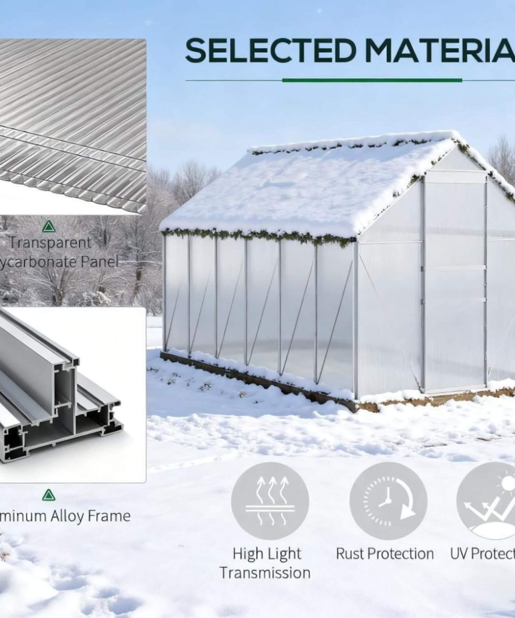 [06X12FT] Heavy-Duty Aluminum Walk-In Greenhouse With Rooftop Vent And Sliding Door (SAK69048)