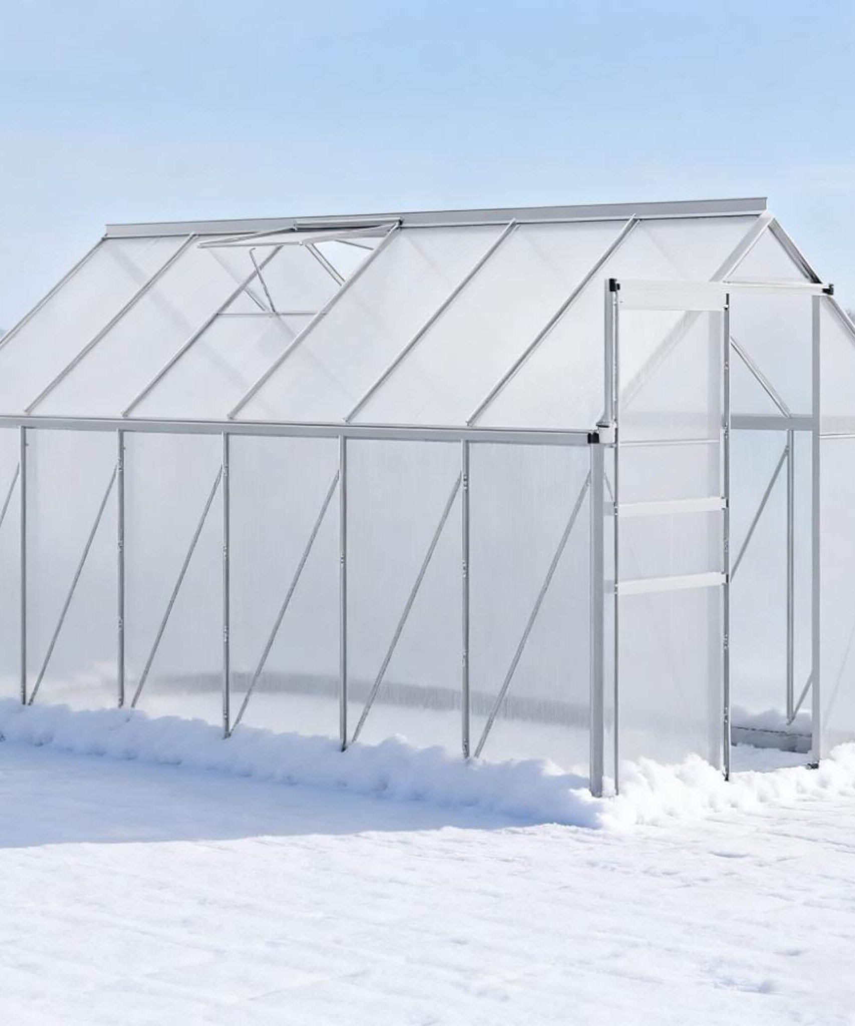 [06X12FT] Heavy-Duty Aluminum Walk-In Greenhouse With Rooftop Vent And Sliding Door (SAK69048)