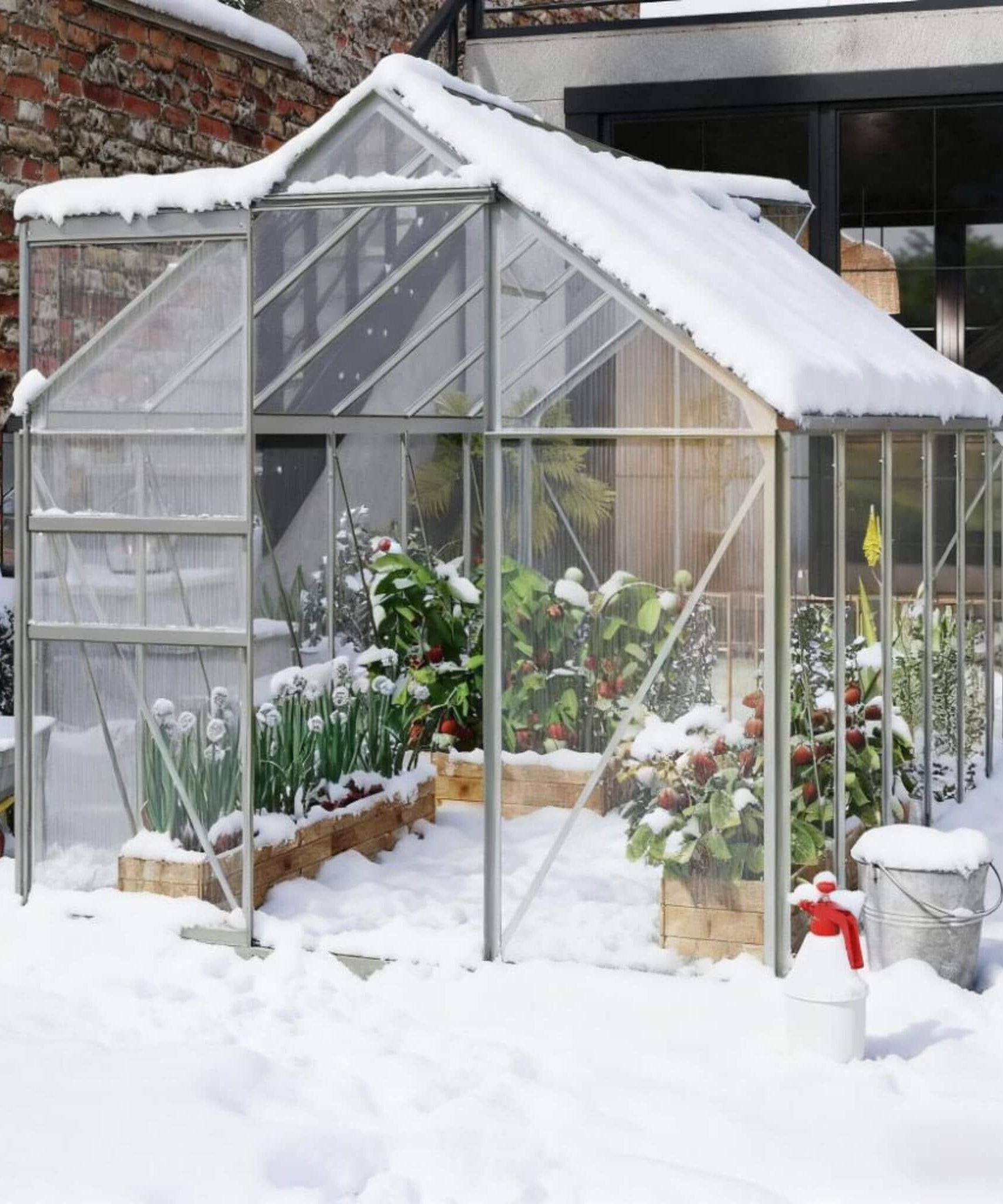 [06X12FT] Heavy-Duty Aluminum Walk-In Greenhouse With Rooftop Vent And Sliding Door (SAK69048)
