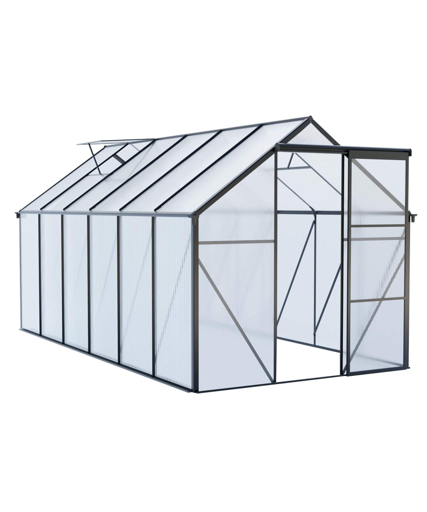 [06X12FT] Heavy-Duty Black Polycarbonate Greenhouse With Raised Base And Anchor (SAK92451)