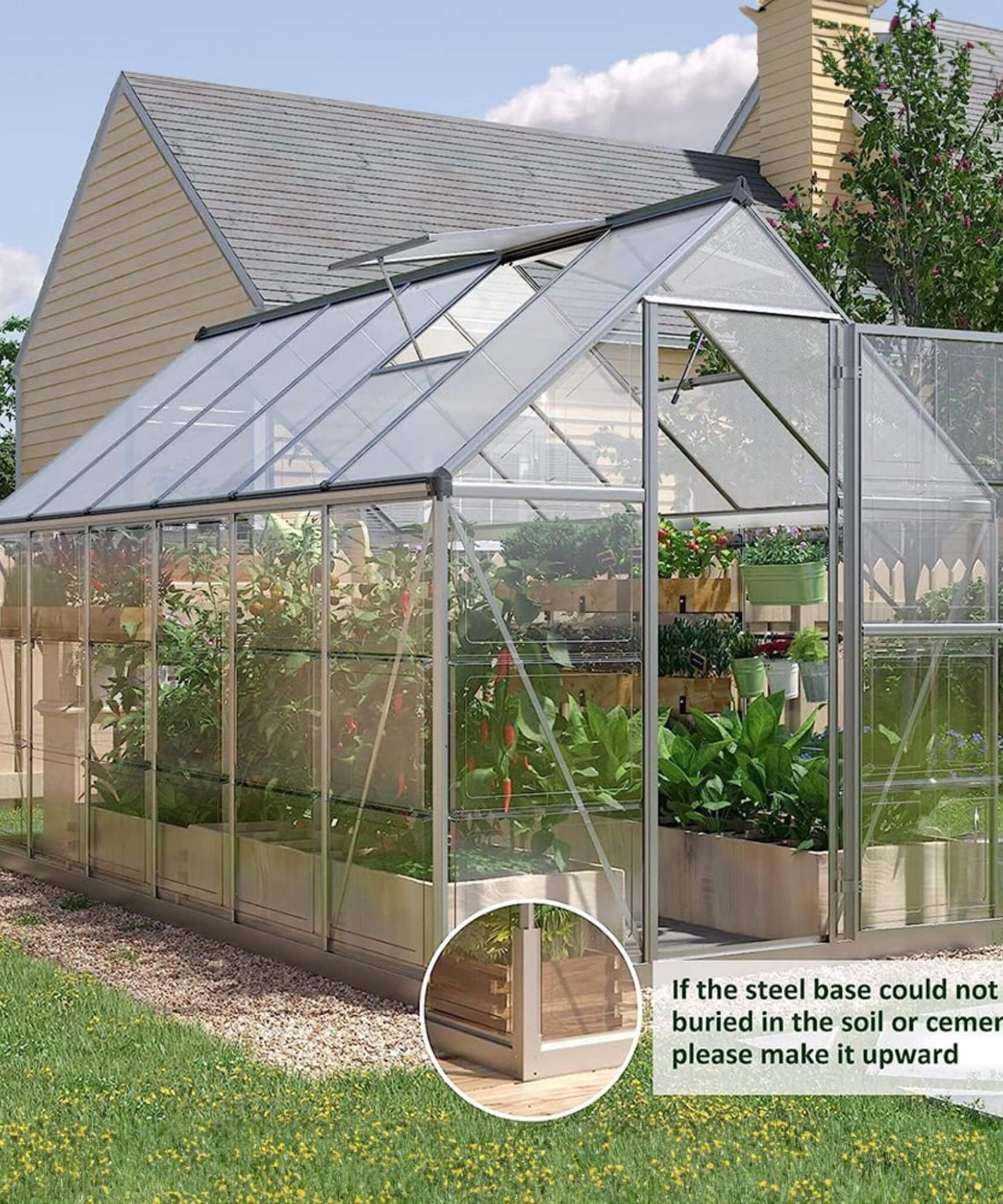 [06X12FT] Heavy-Duty Outdoor Aluminum Polycarbonate Walk-In Greenhouse With Lockable Hinged Door (SAK85247)