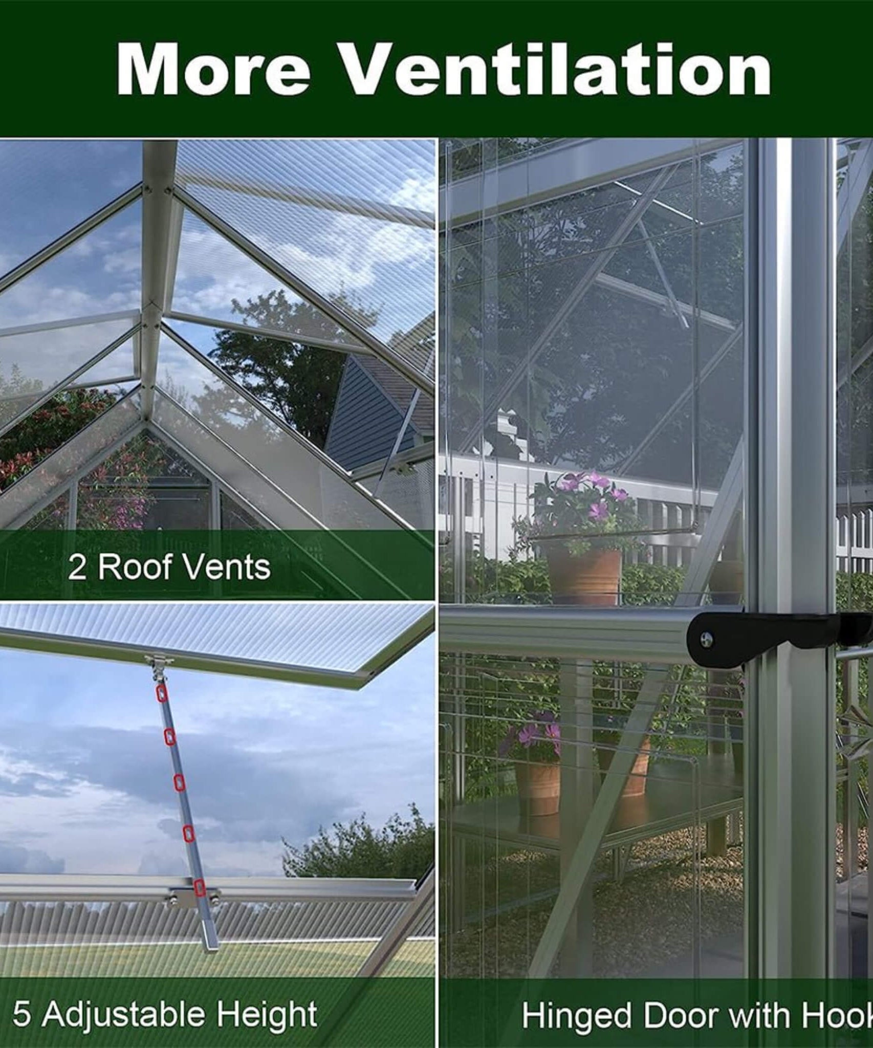 [06X12FT] Heavy-Duty Outdoor Aluminum Polycarbonate Walk-In Greenhouse With Lockable Hinged Door (SAK85247)
