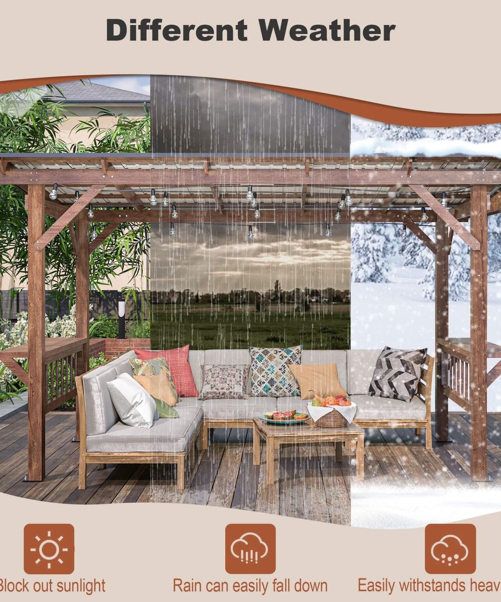 [06X13FT] Alora Durable Outdoor Hardtop BBQ Grill Shelter Gazebo With Shelves (SAK65420)